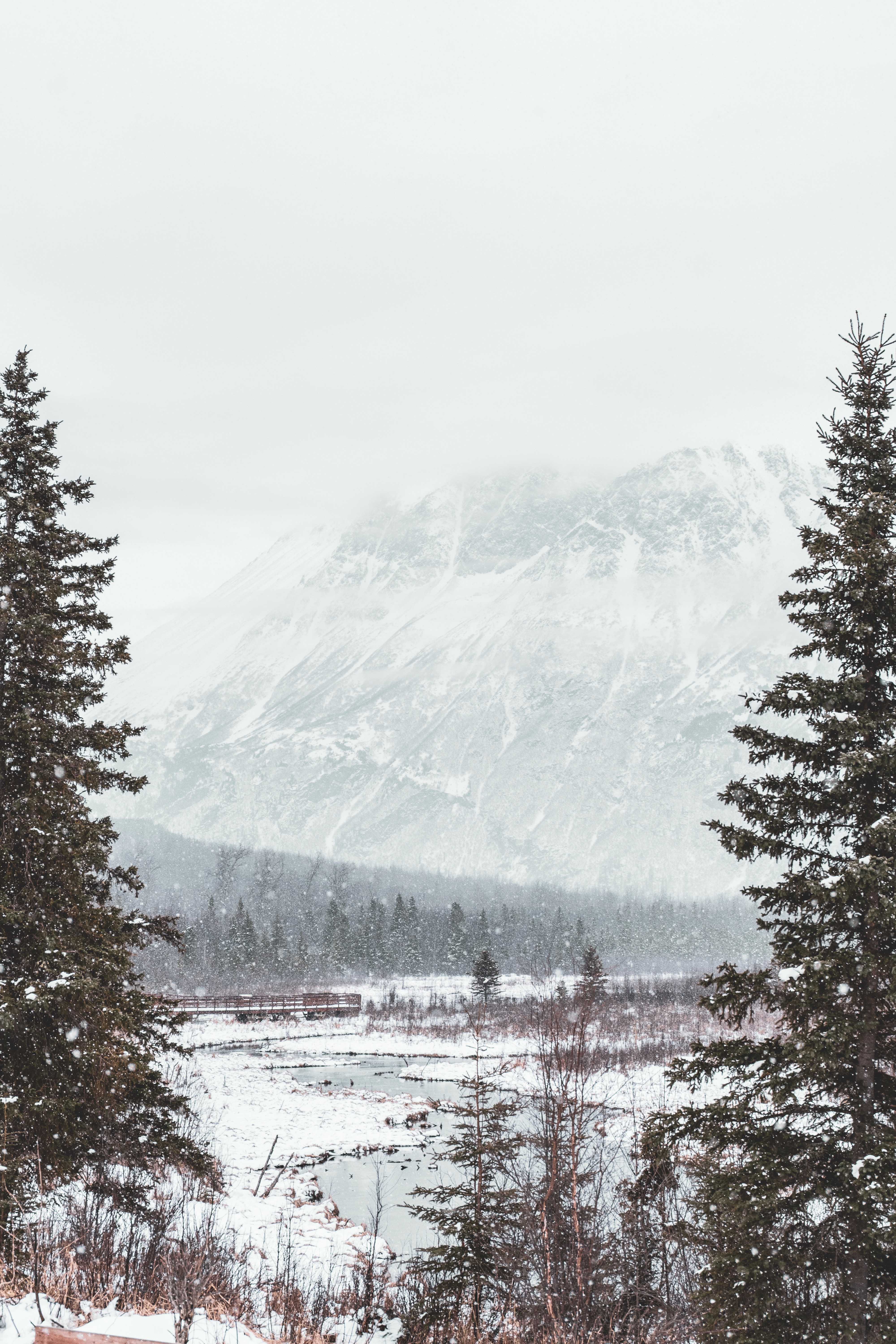 Téléchargez des papiers peints mobile Nature, Hiver, Rivières, Montagnes, Forêt, Neige gratuitement.