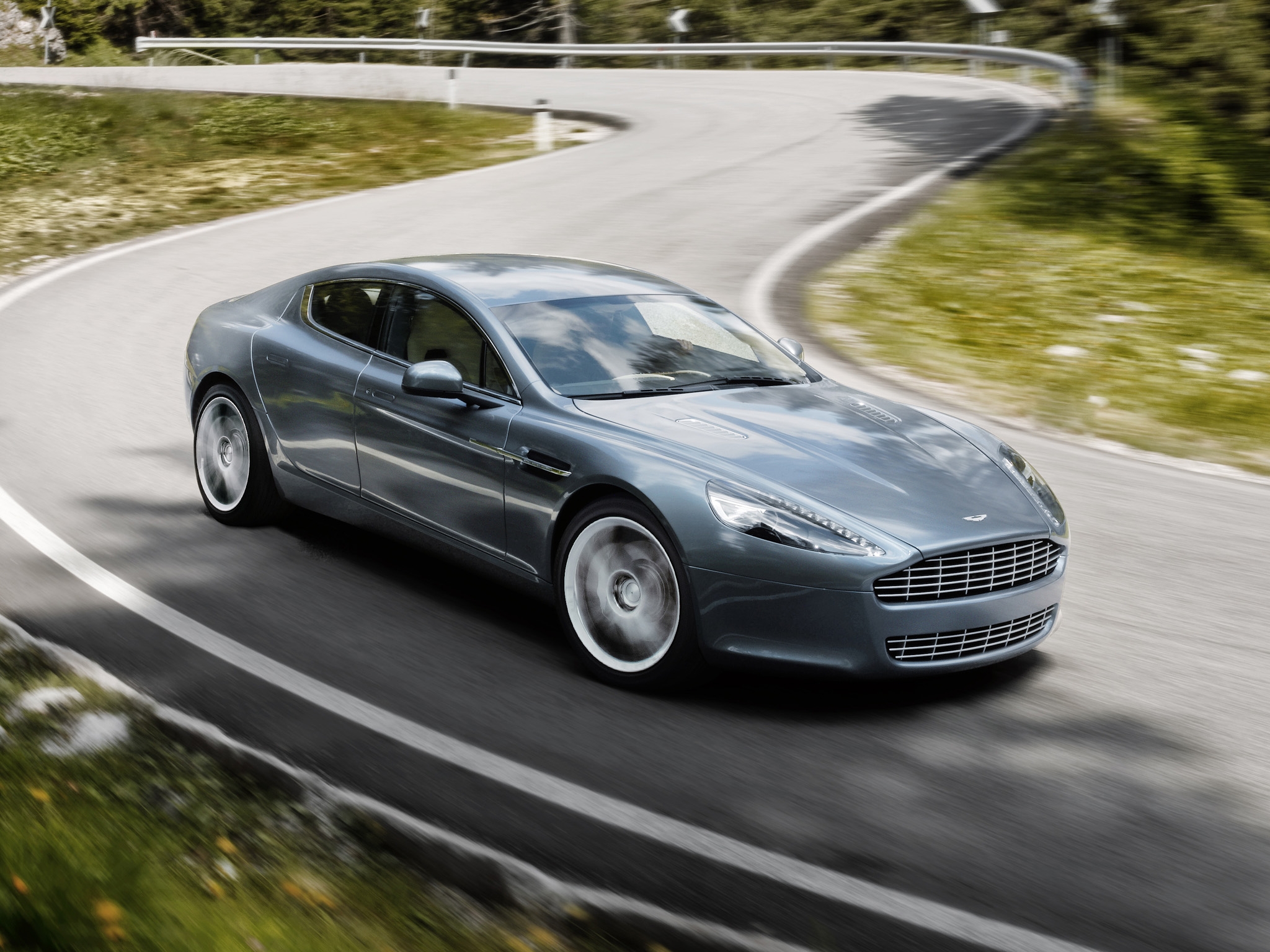 Download mobile wallpaper 2009, Rapide, Speed, Grey, Side View, Aston Martin, Cars for free.