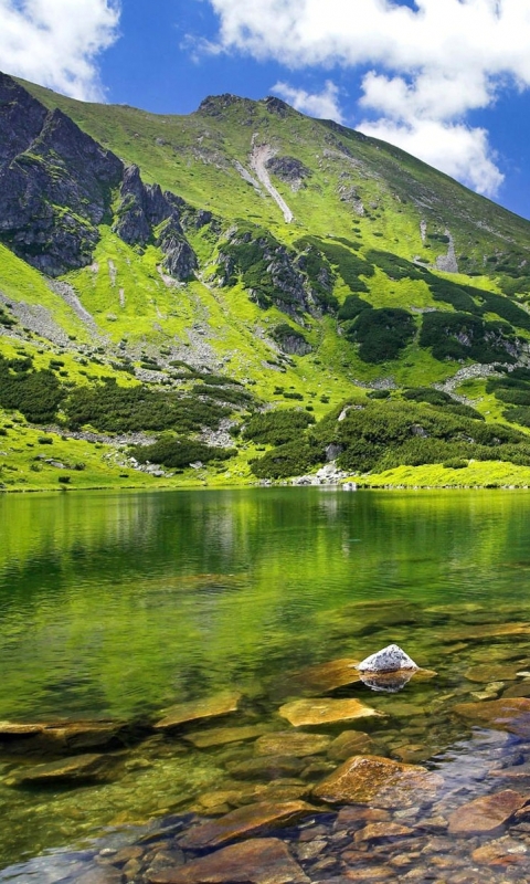 Download mobile wallpaper Landscape, Mountains, Poland, Mountain, Lake, Earth for free.