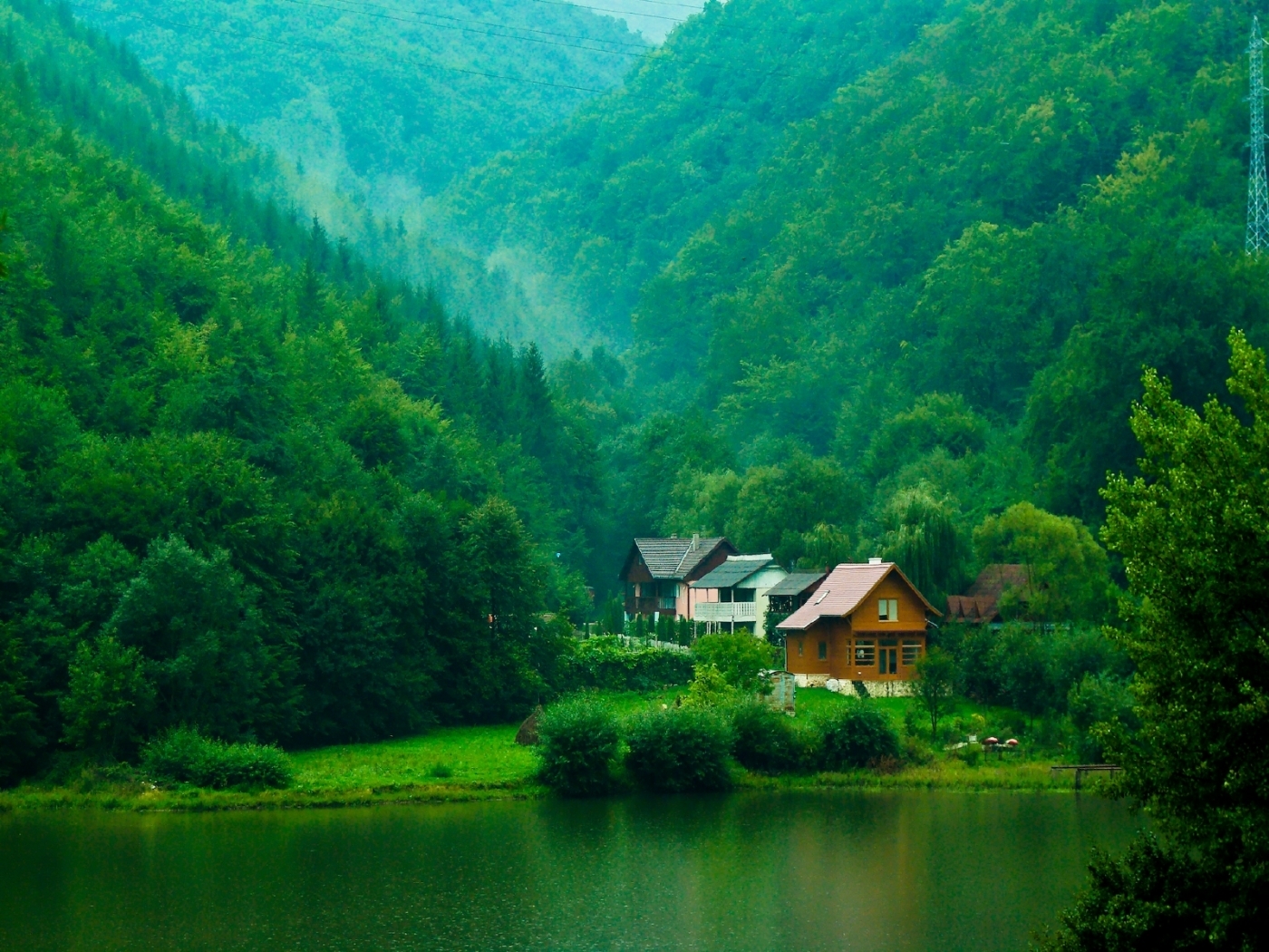 landscape, nature, green, houses