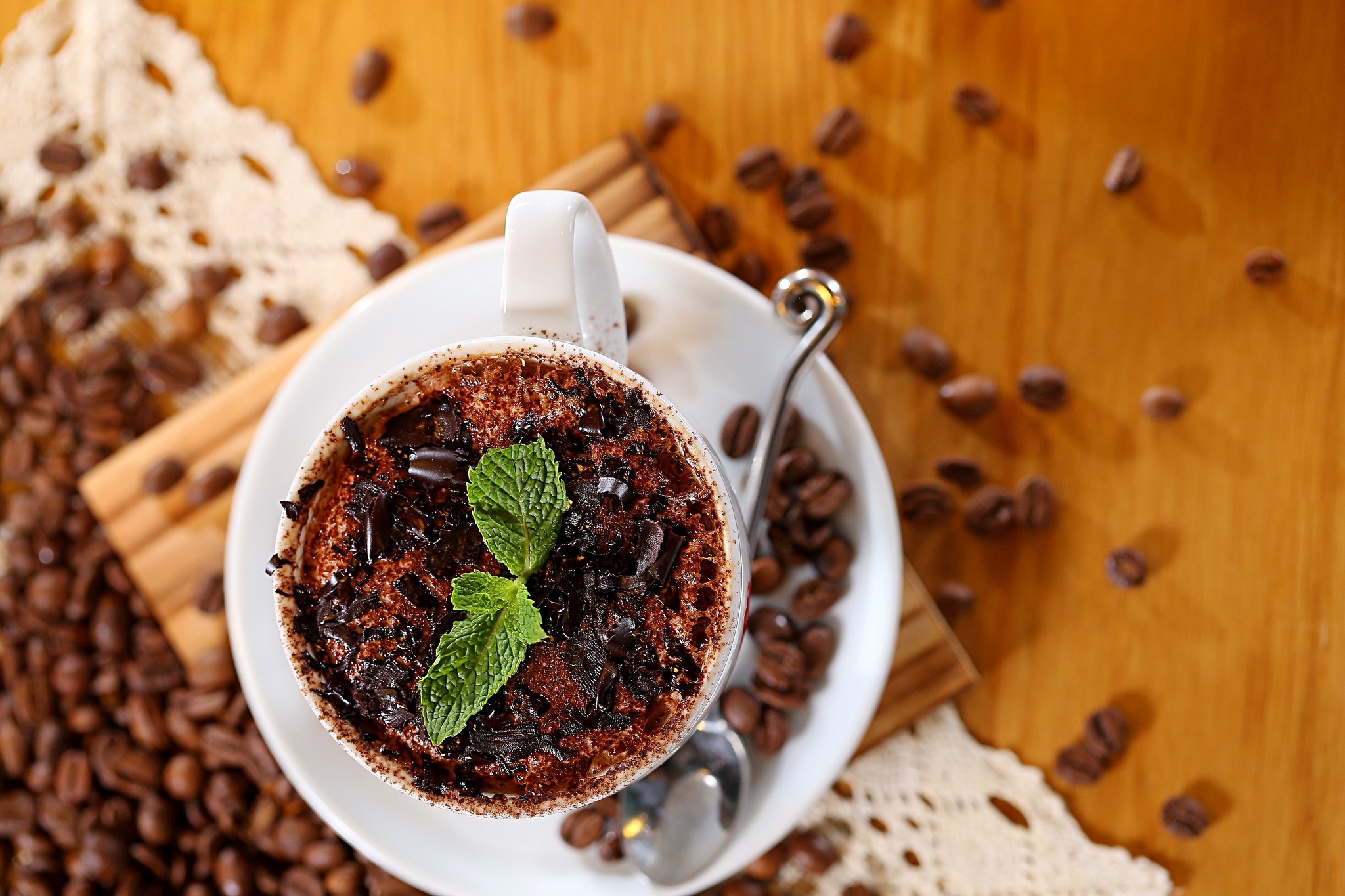 Free download wallpaper Food, Chocolate, Coffee, Cup, Mint, Coffee Beans on your PC desktop