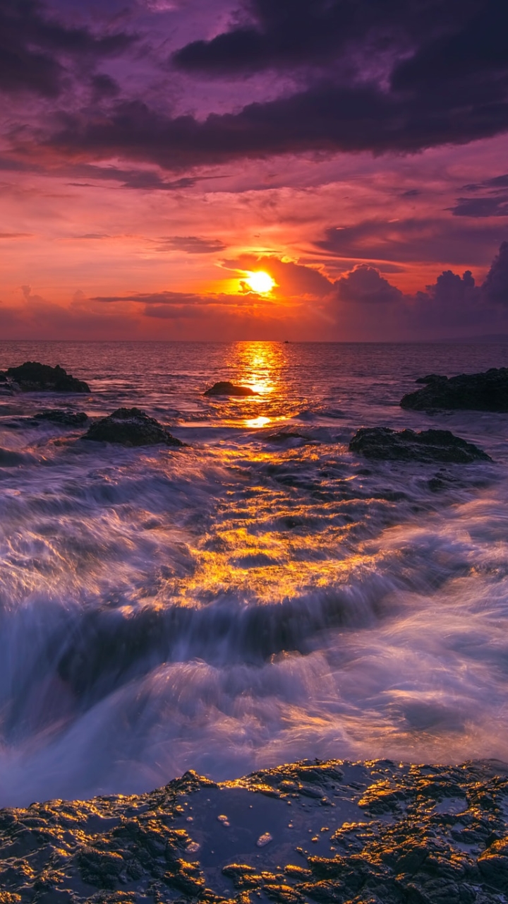 Descarga gratuita de fondo de pantalla para móvil de Cielo, Mar, Horizonte, Océano, Nube, Atardecer, Tierra/naturaleza, Puesta De Sol.