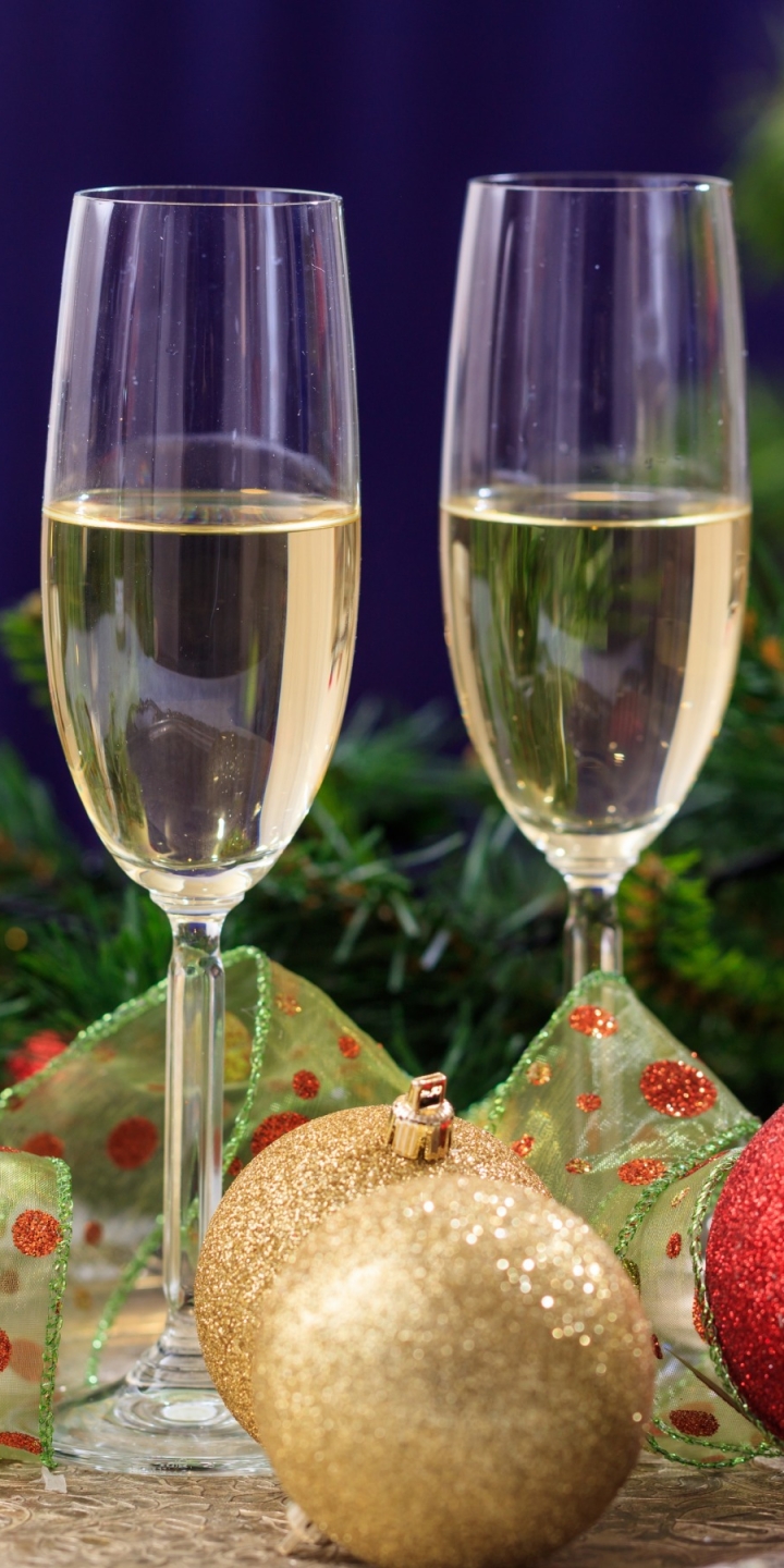 Download mobile wallpaper Christmas, Holiday, Glass, Decoration, Champagne for free.