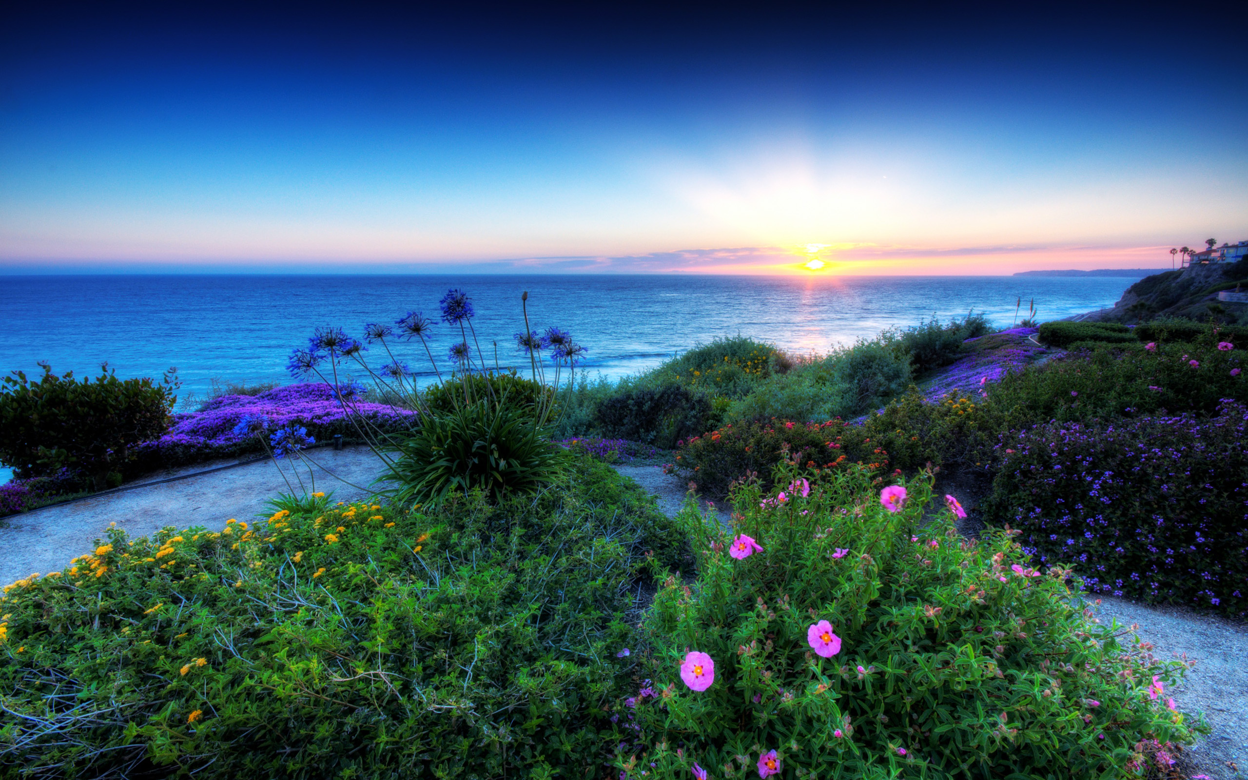 Free download wallpaper Sunset, Beach, Ocean, Earth, Hdr on your PC desktop