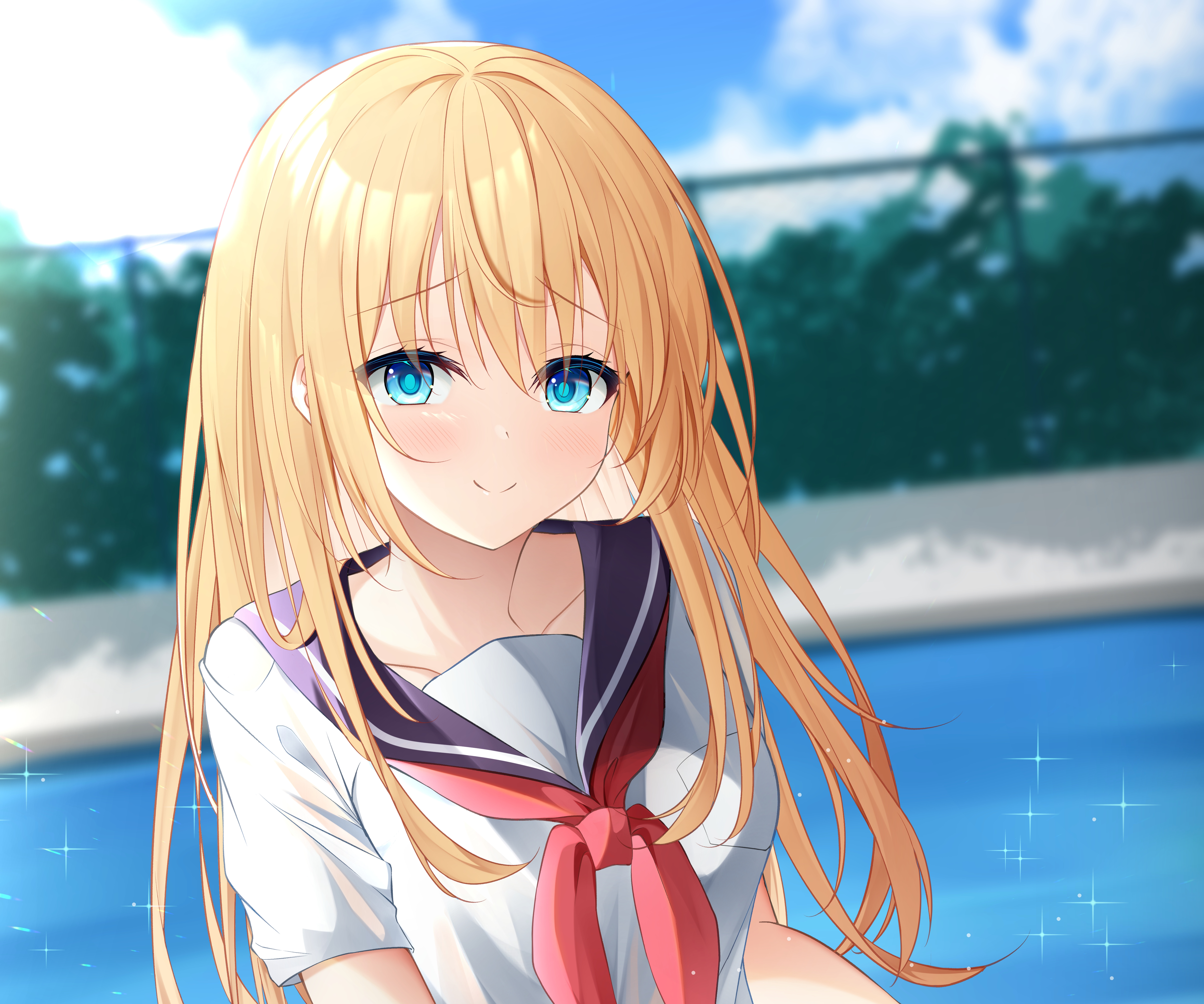 Free download wallpaper Anime, Girl, Blonde, Blue Eyes on your PC desktop
