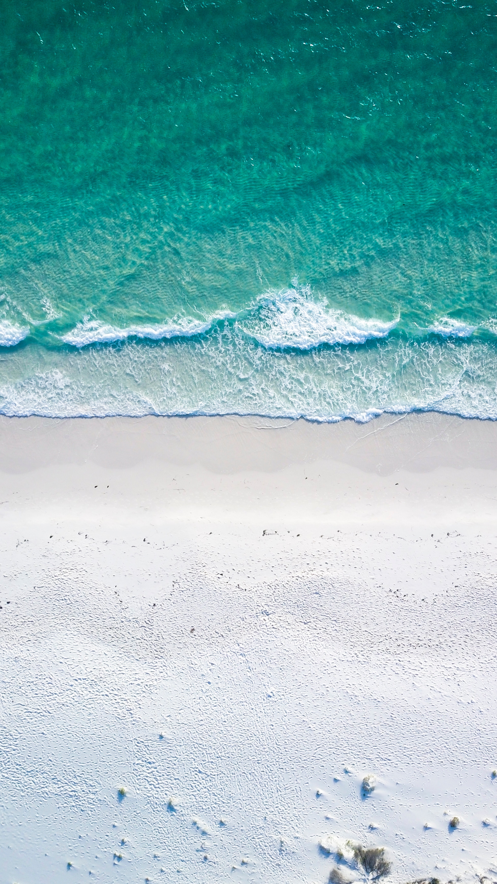 ocean, beach, coast, nature, sand, view from above, foam, surf HD wallpaper