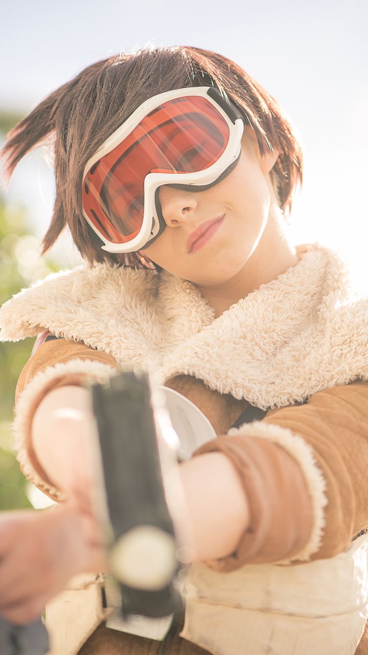 Handy-Wallpaper Frauen, Cosplay, Tracer (Overwatch) kostenlos herunterladen.