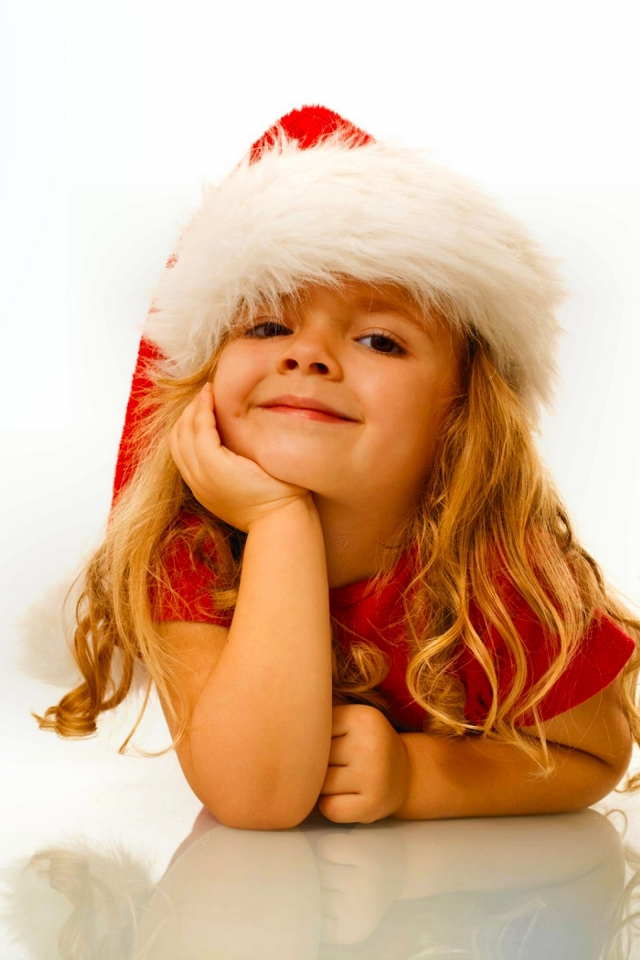 Download mobile wallpaper Christmas, Holiday, Christmas Tree, Child, Cute, Santa Hat for free.