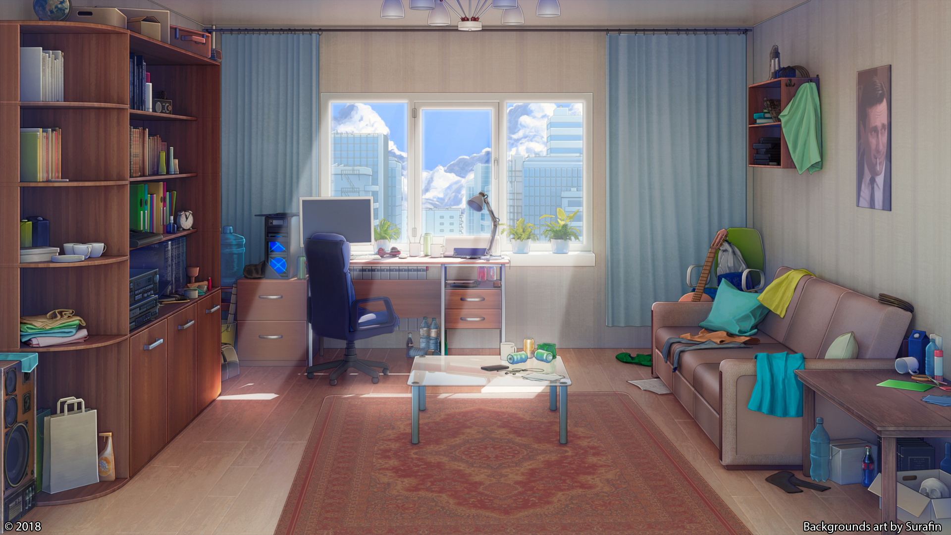 Laden Sie das Zimmer, Sofa, Innere, Animes-Bild kostenlos auf Ihren PC-Desktop herunter