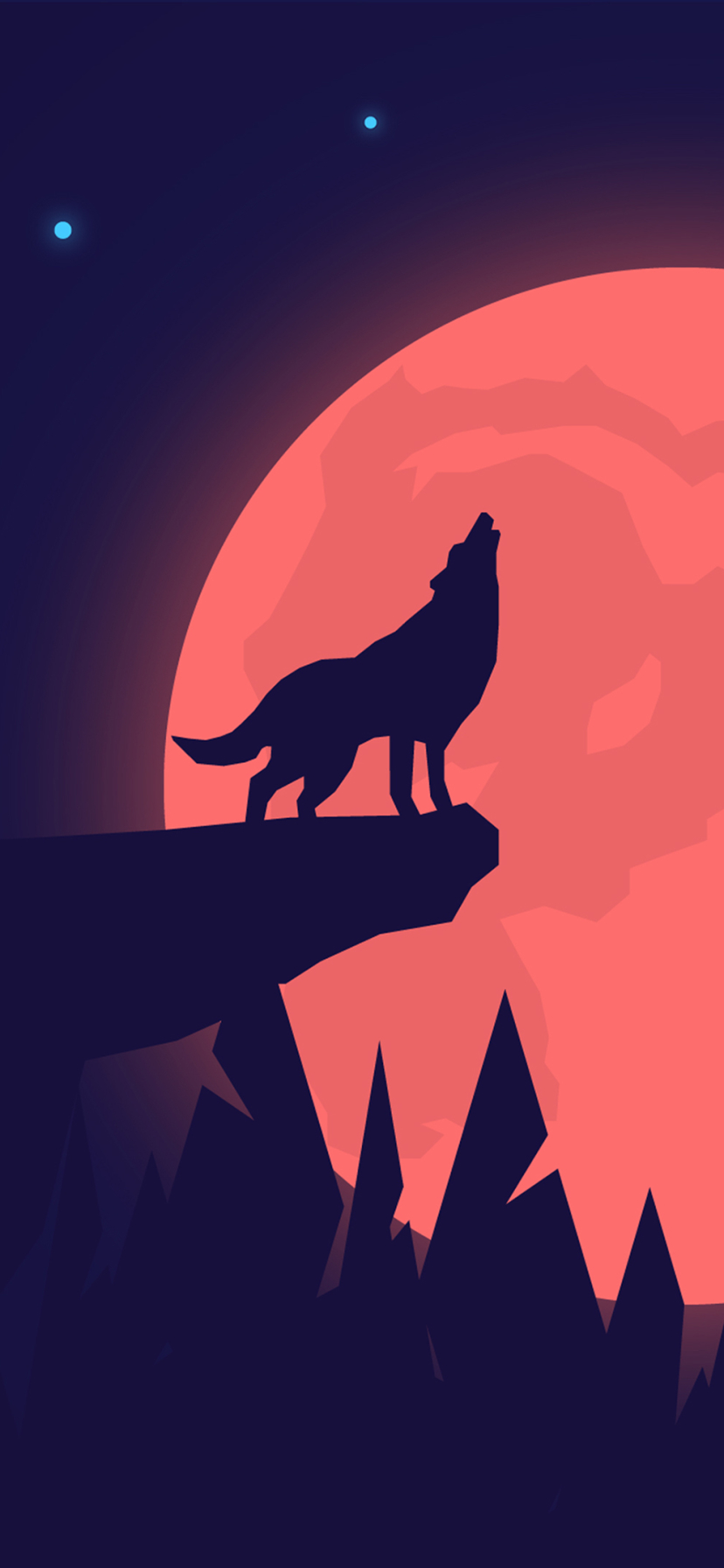 Descarga gratuita de fondo de pantalla para móvil de Animales, Noche, Silueta, Lobo, Artístico.