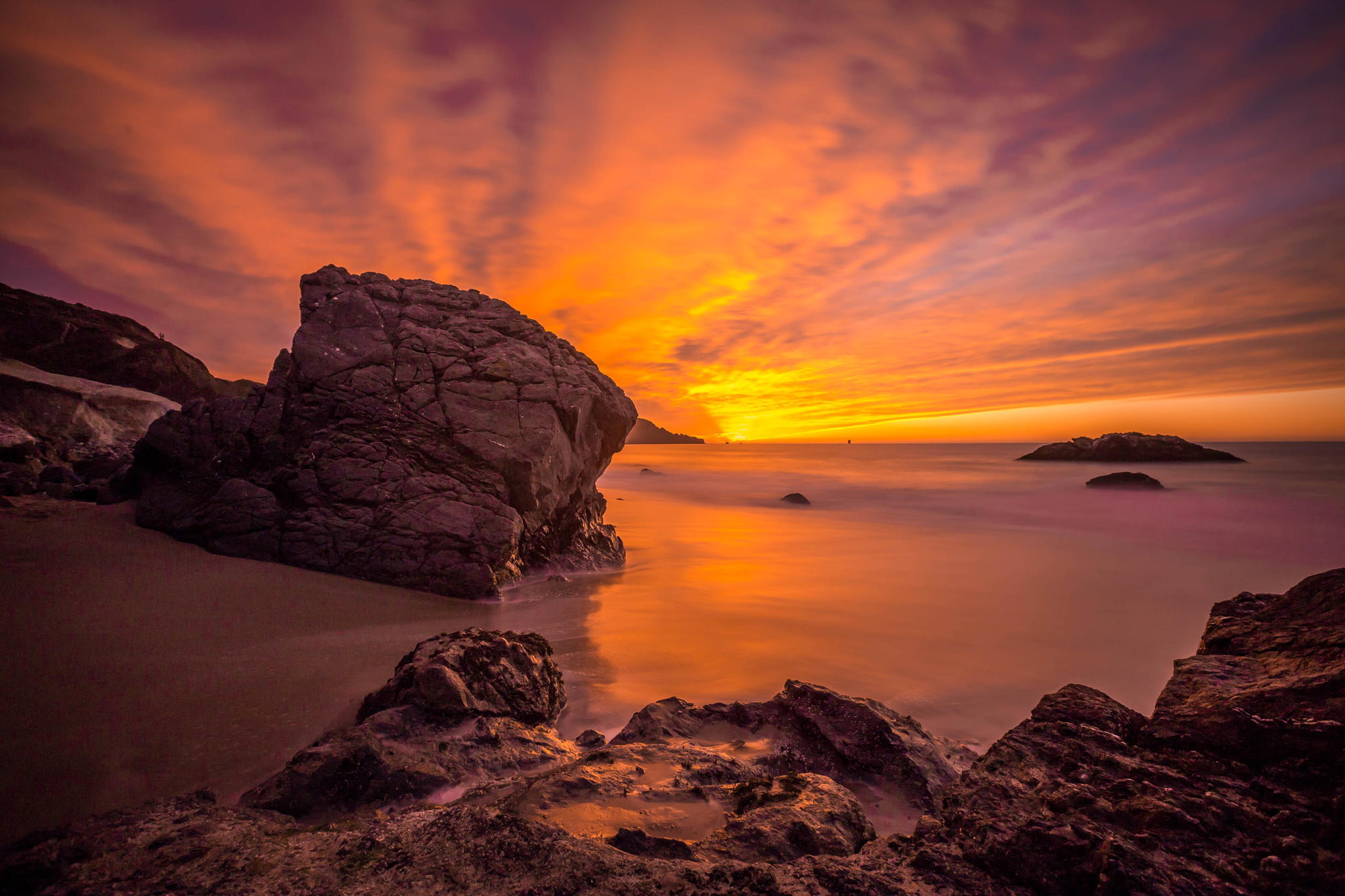 Laden Sie das Natur, Horizont, Ozean, Himmel, Sonnenuntergang, Erde/natur, Orange Farbe)-Bild kostenlos auf Ihren PC-Desktop herunter