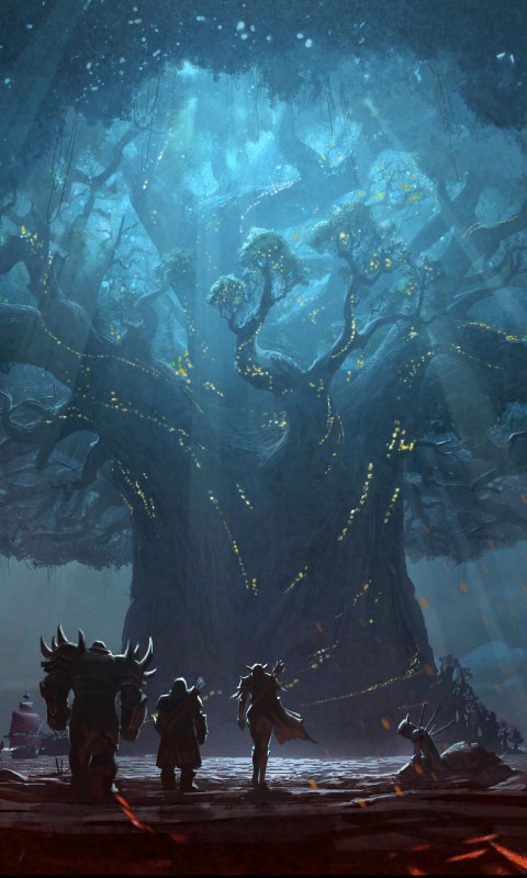 Descarga gratuita de fondo de pantalla para móvil de Árbol, Guerrero, Videojuego, World Of Warcraft, World Of Warcraft: Battle For Azeroth.