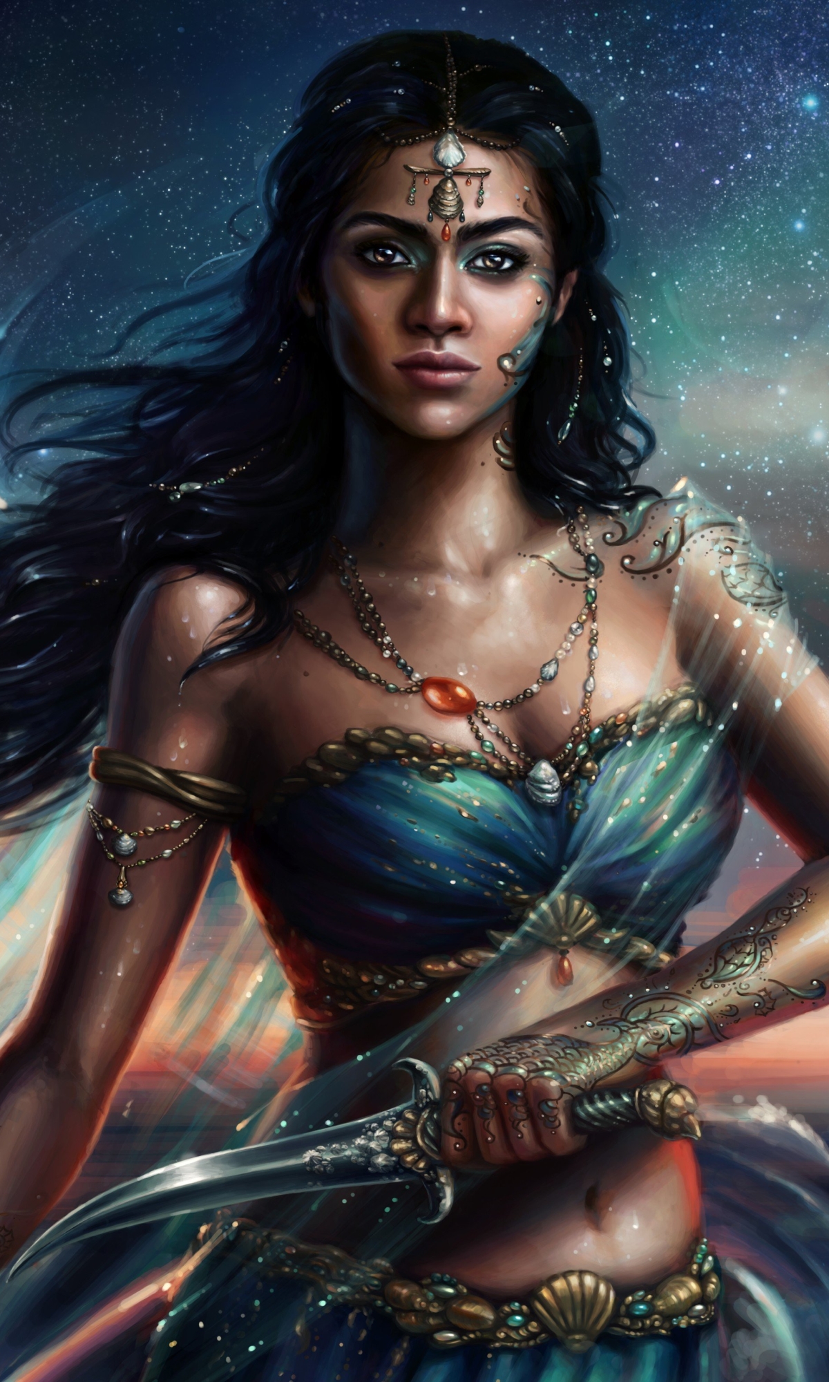 Download mobile wallpaper Fantasy, Black Hair, Women Warrior, Woman Warrior for free.