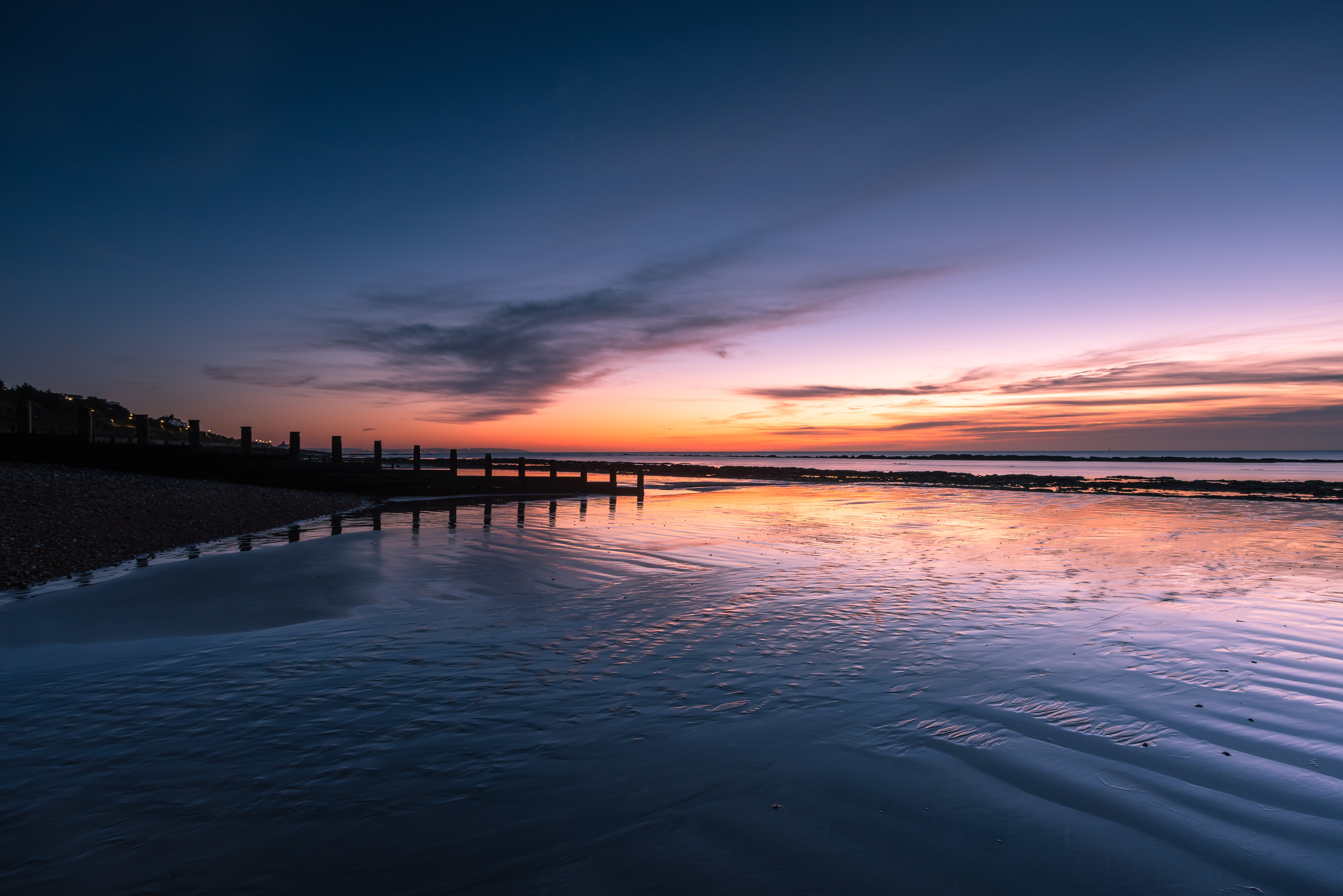 Free download wallpaper Sunset, Sky, Nature, Horizon, Pier, Sea on your PC desktop