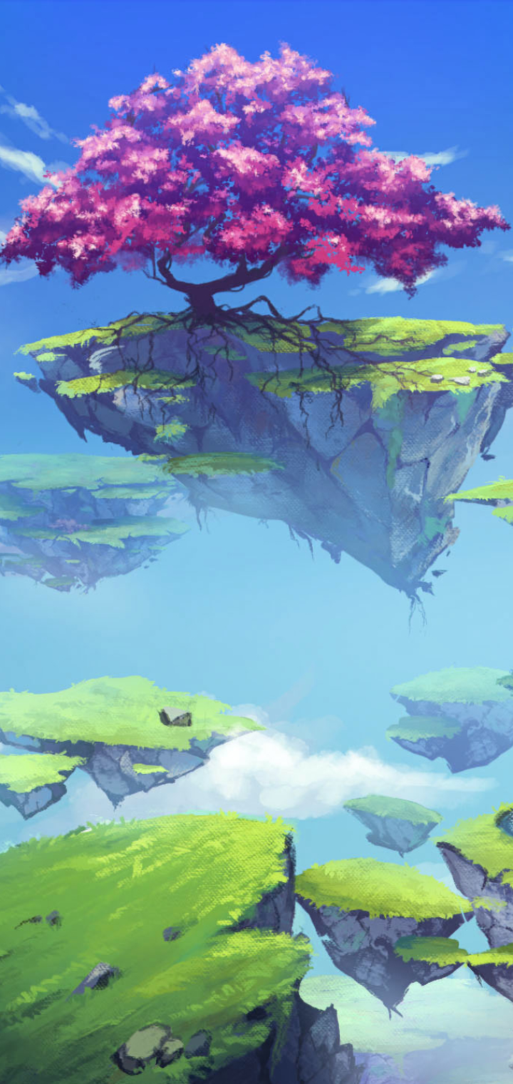 Download mobile wallpaper Landscape, Fantasy, Tree, Floating Island for free.