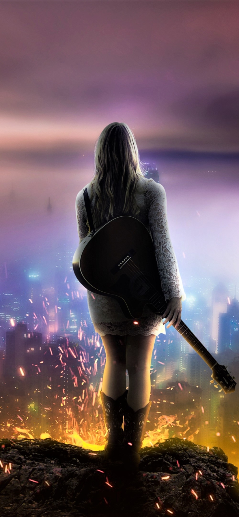 Download mobile wallpaper Fantasy, Guitar, Women for free.