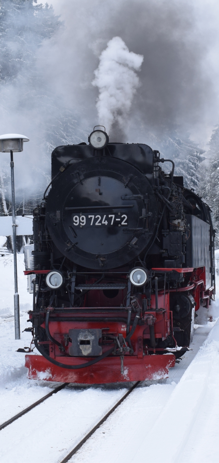 Descarga gratuita de fondo de pantalla para móvil de Invierno, Nieve, Tren, Locomotora, Vehículo, Vehículos.