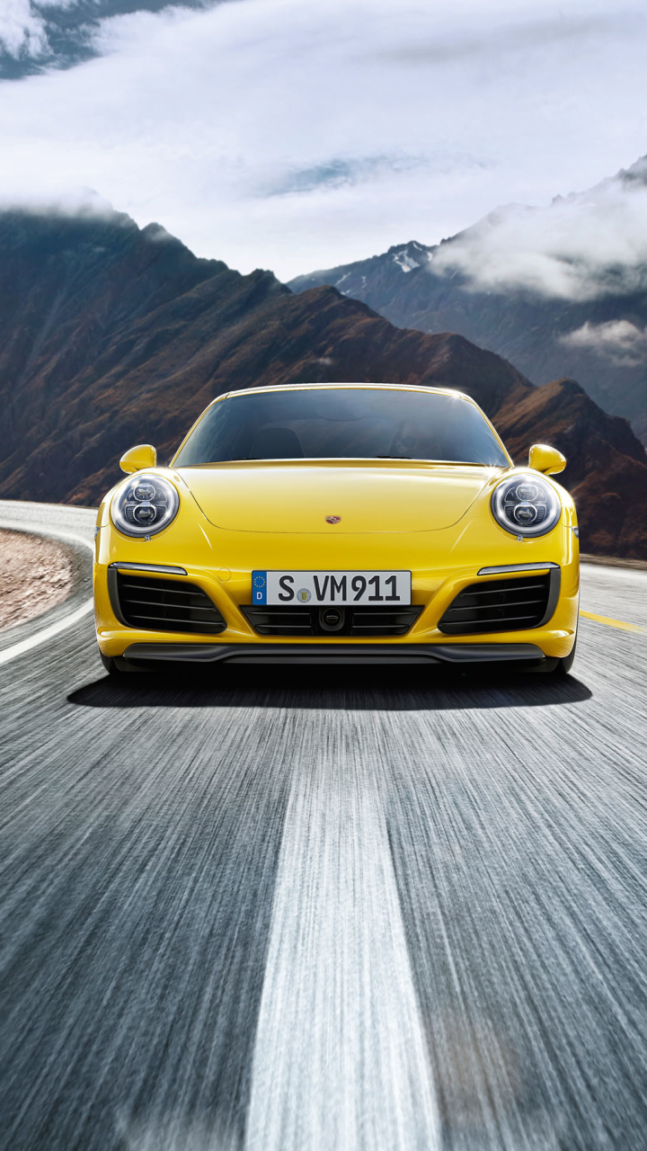 Descarga gratuita de fondo de pantalla para móvil de Porsche, Coche, Porsche 911, Porsche 911 Carrera 4S, Vehículo, Vehículos, Porsche 911 Carrera, Coche Amarillo.