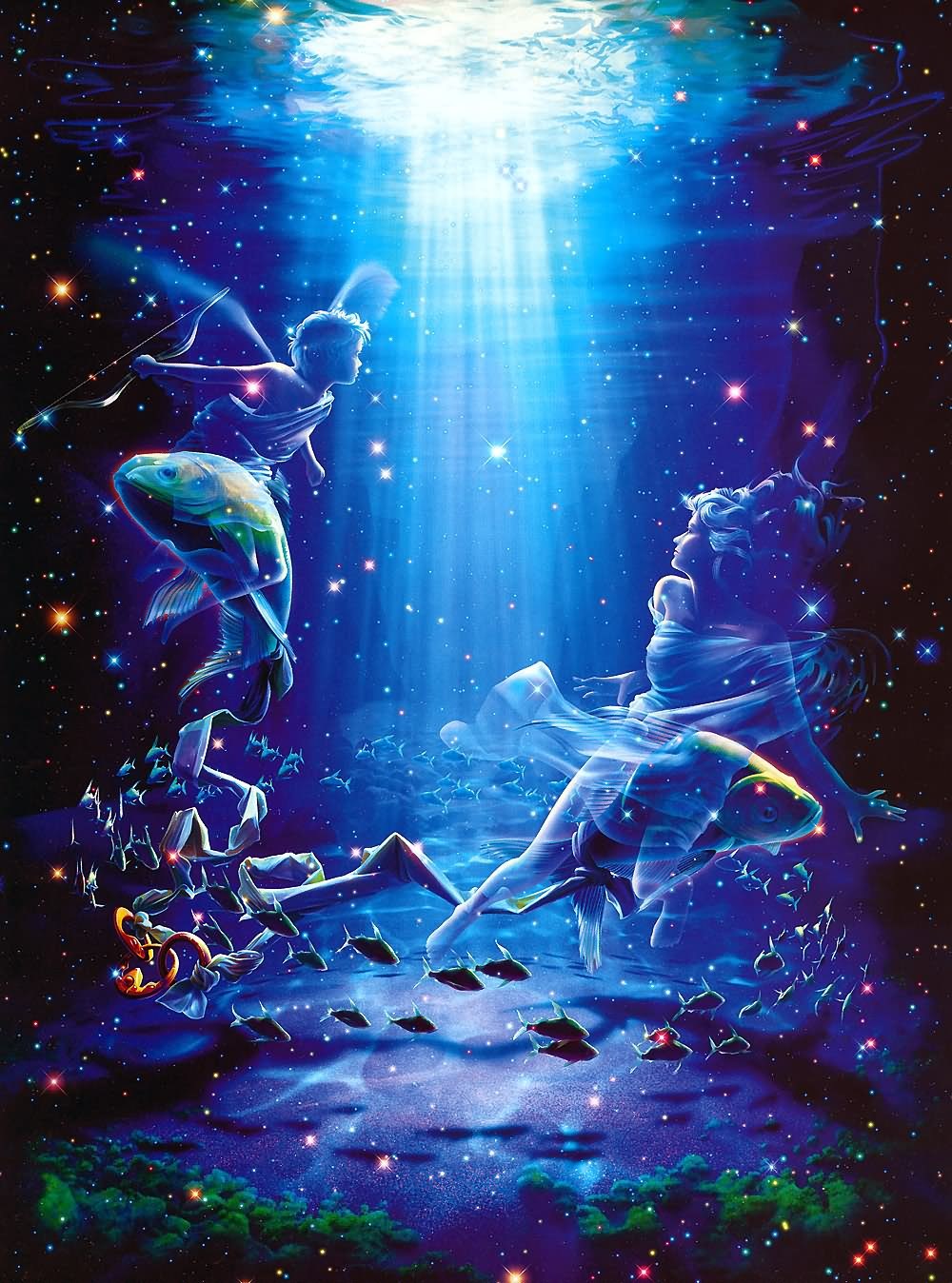 Download mobile wallpaper Universe, Fantasy, Fishes for free.