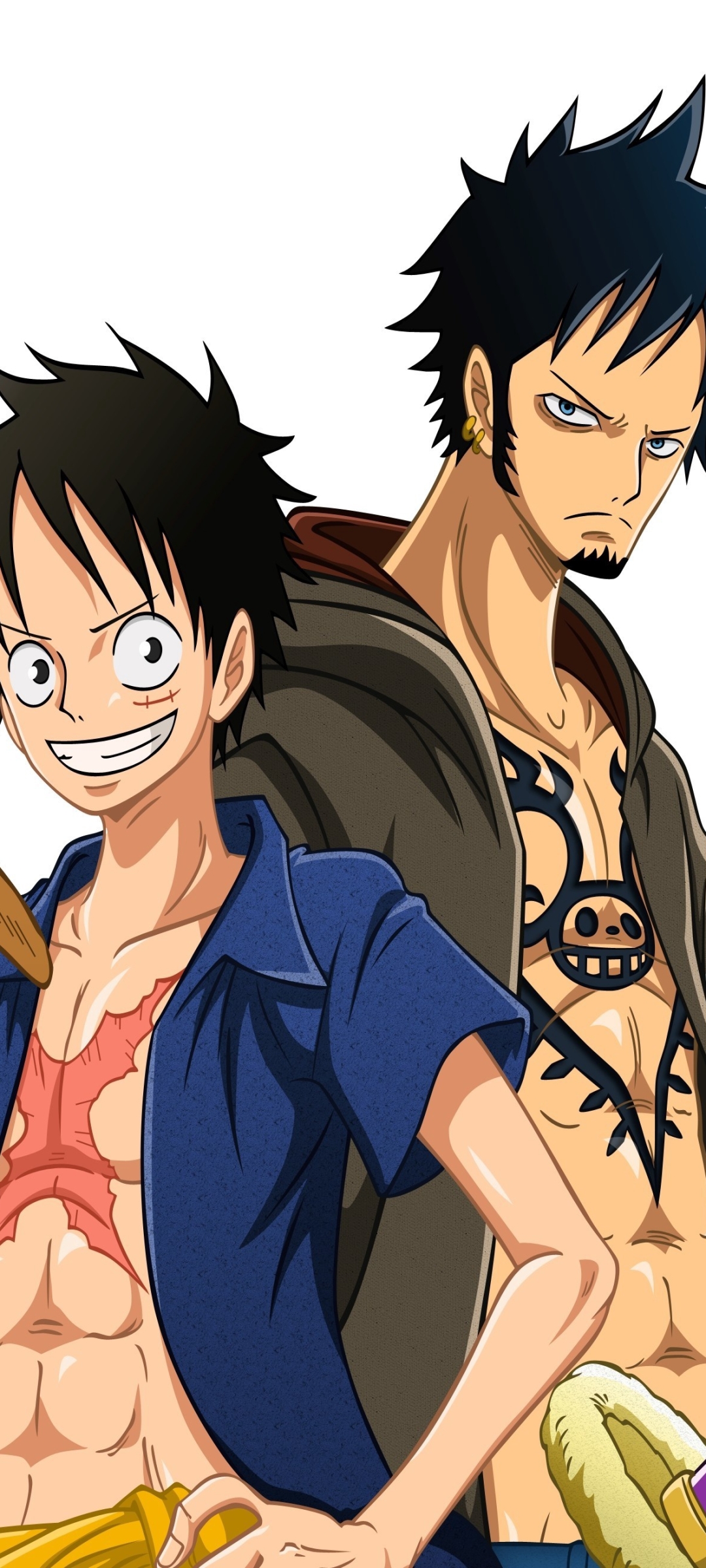 Handy-Wallpaper Animes, One Piece, Affe D Luffy, Trafalgar Gesetz kostenlos herunterladen.