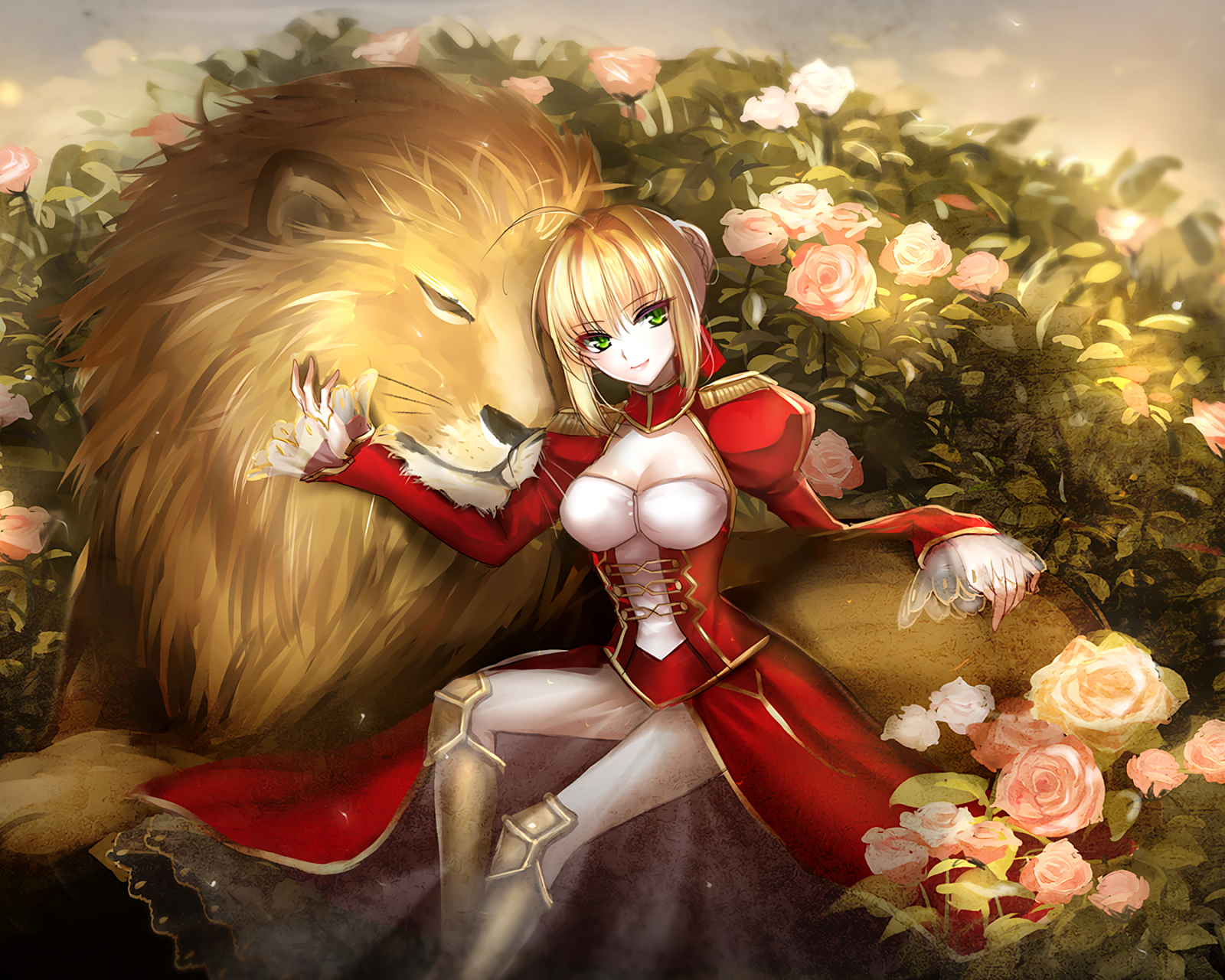 Download mobile wallpaper Anime, Lion, Saber (Fate Series), Red Saber, Fate/grand Order, Fate Series for free.