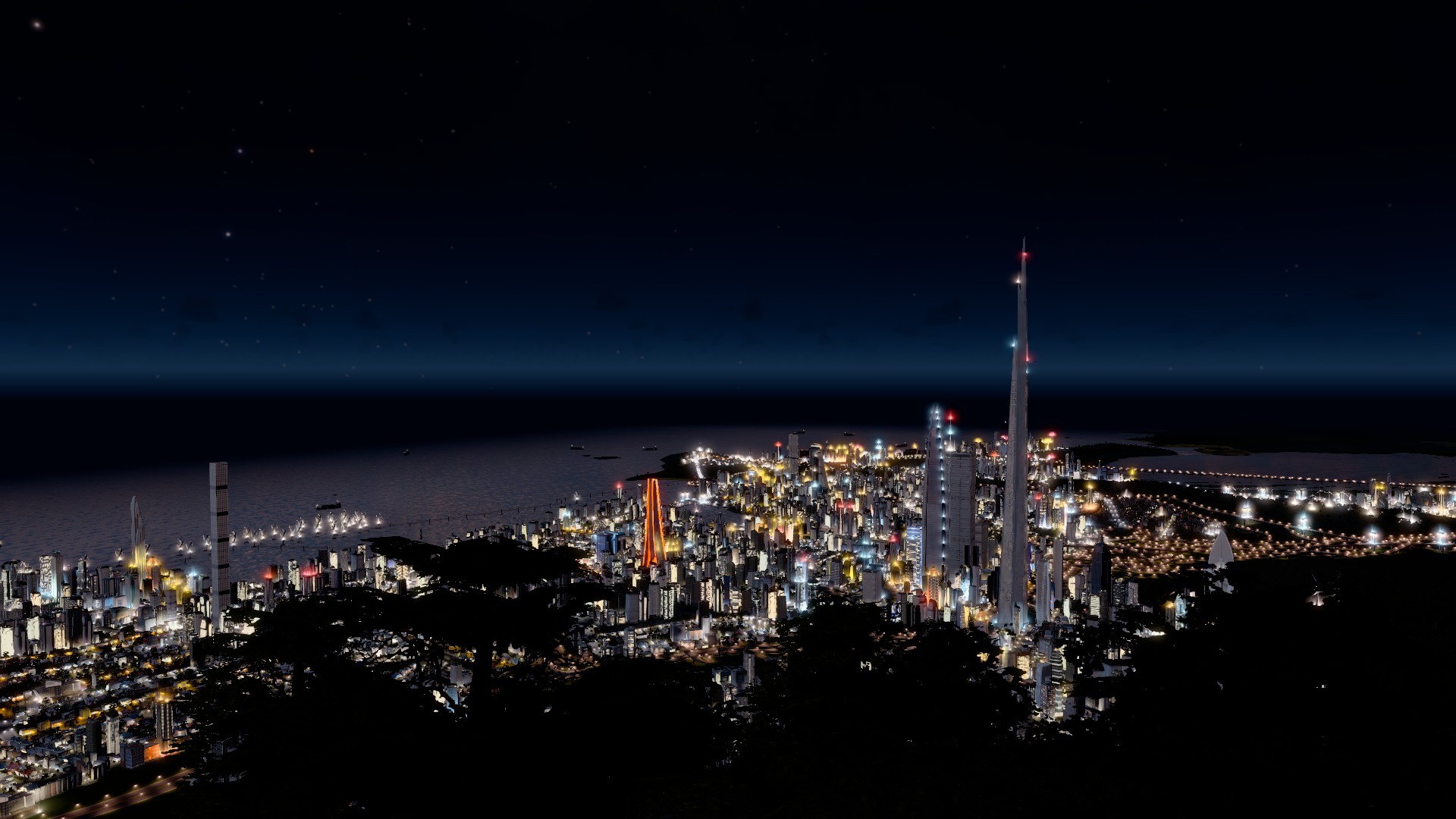 412904 télécharger l'image jeux vidéo, cities: skylines, nuit, gratte ciel, villes - fonds d'écran et économiseurs d'écran gratuits