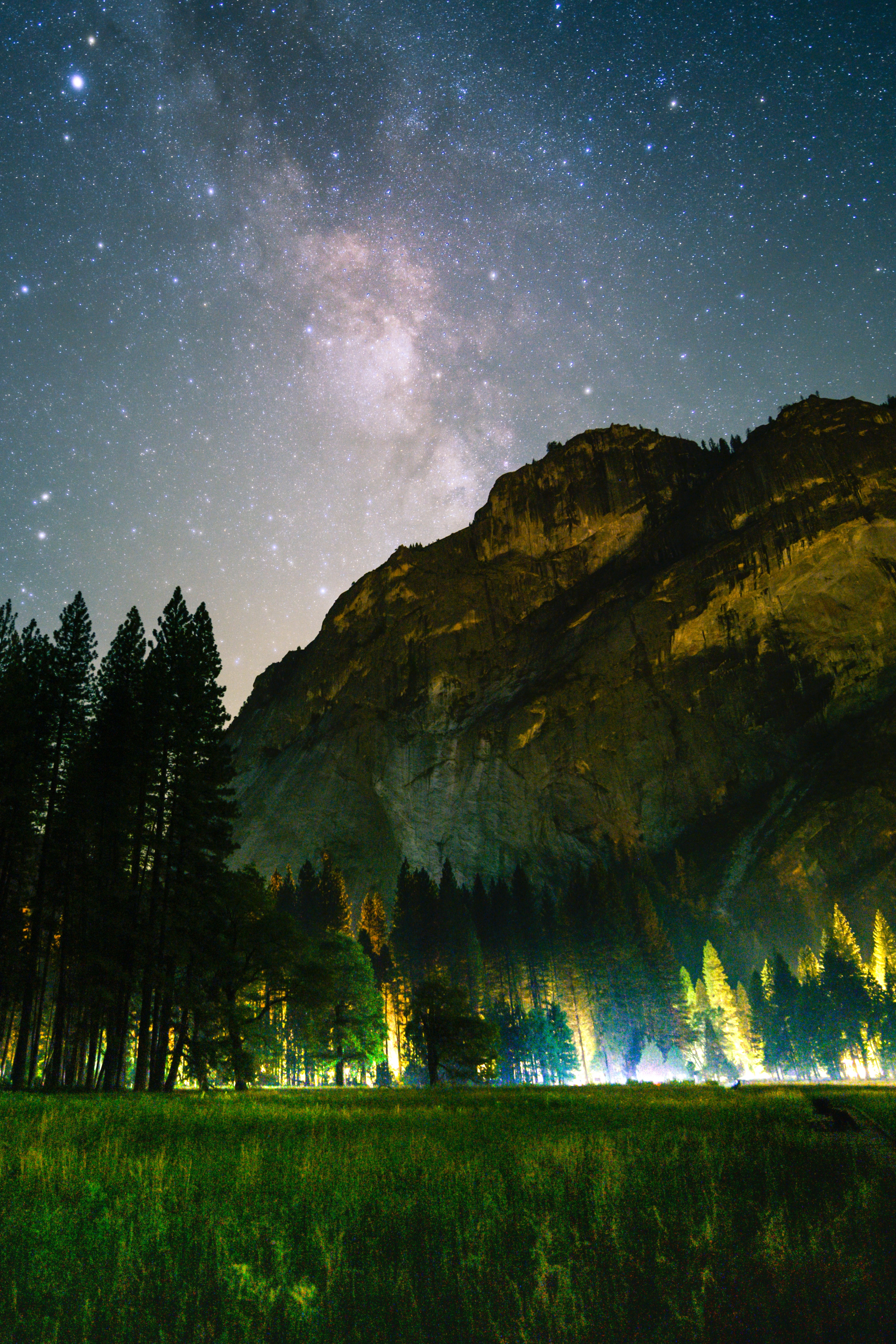 Free download wallpaper Nature, Trees, Night, Rock, Mountain, Landscape on your PC desktop