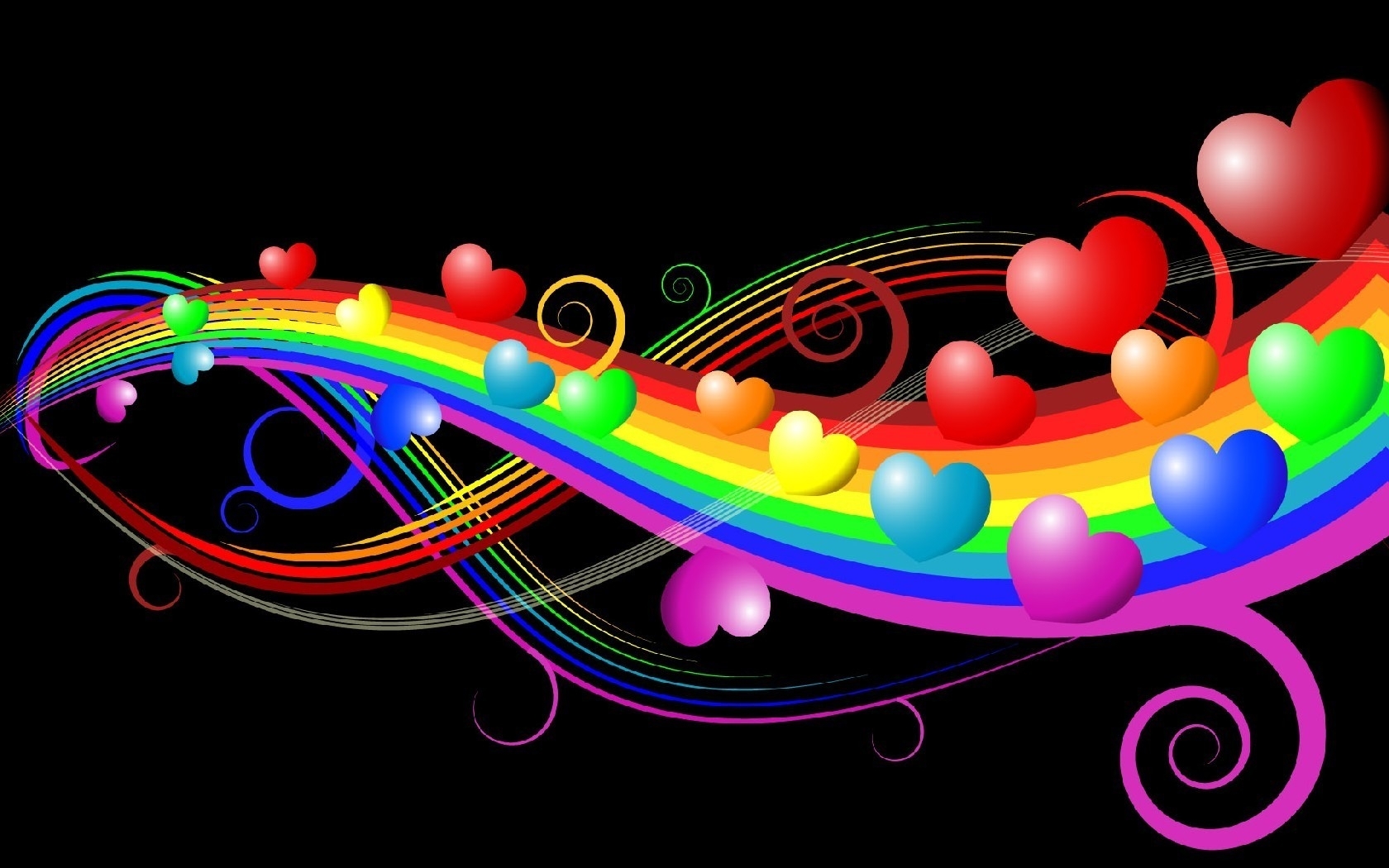 Free download wallpaper Background, Rainbow, Hearts, Love on your PC desktop
