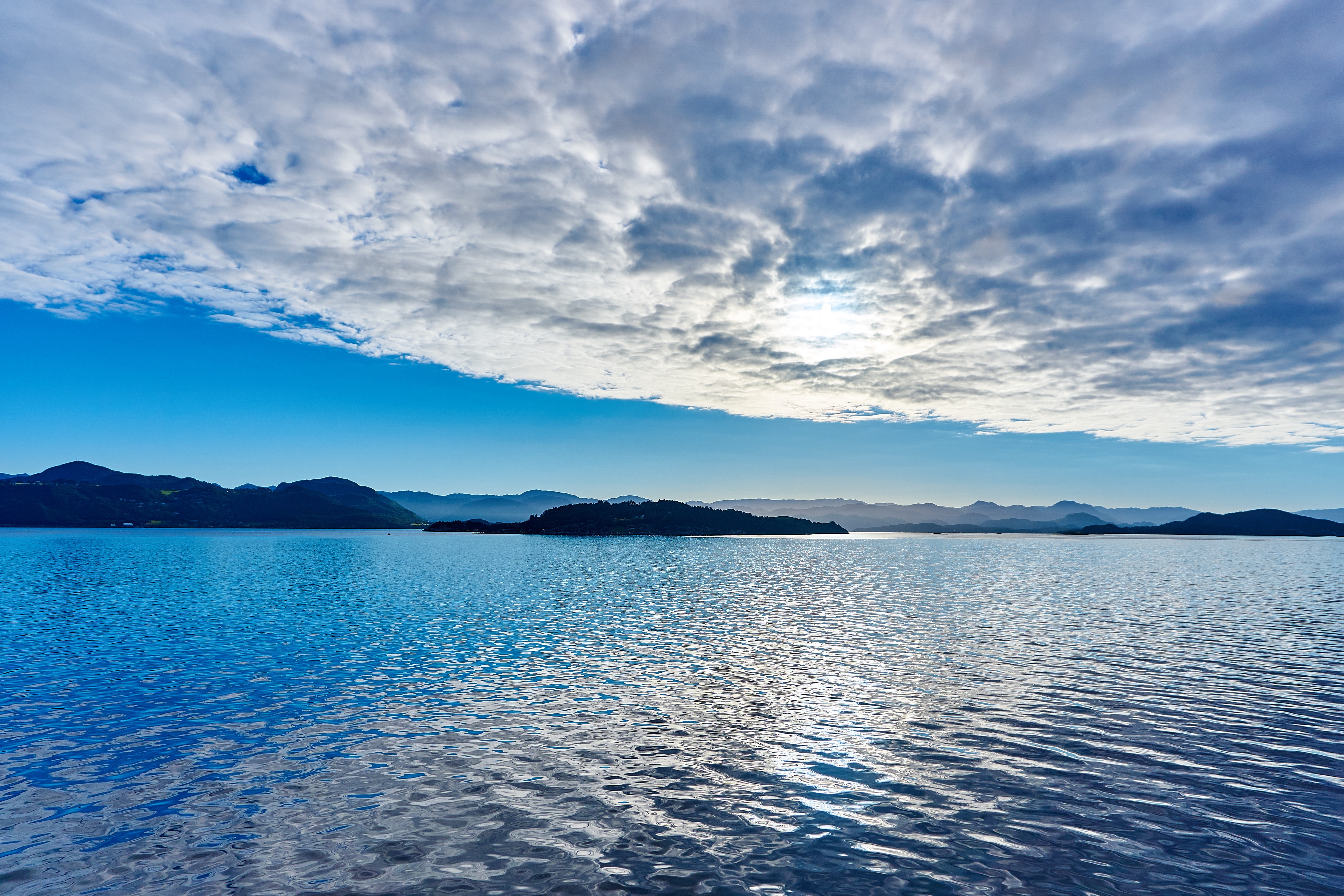 Free download wallpaper Sky, Mountains, Clouds, Nature, Sea on your PC desktop
