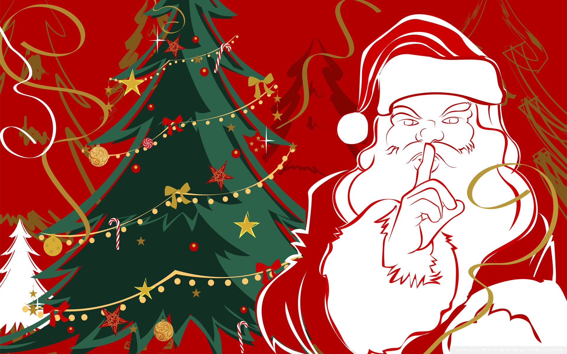 PCデスクトップにサンタクロース, クリスマス, クリスマスツリー, ホリデー画像を無料でダウンロード