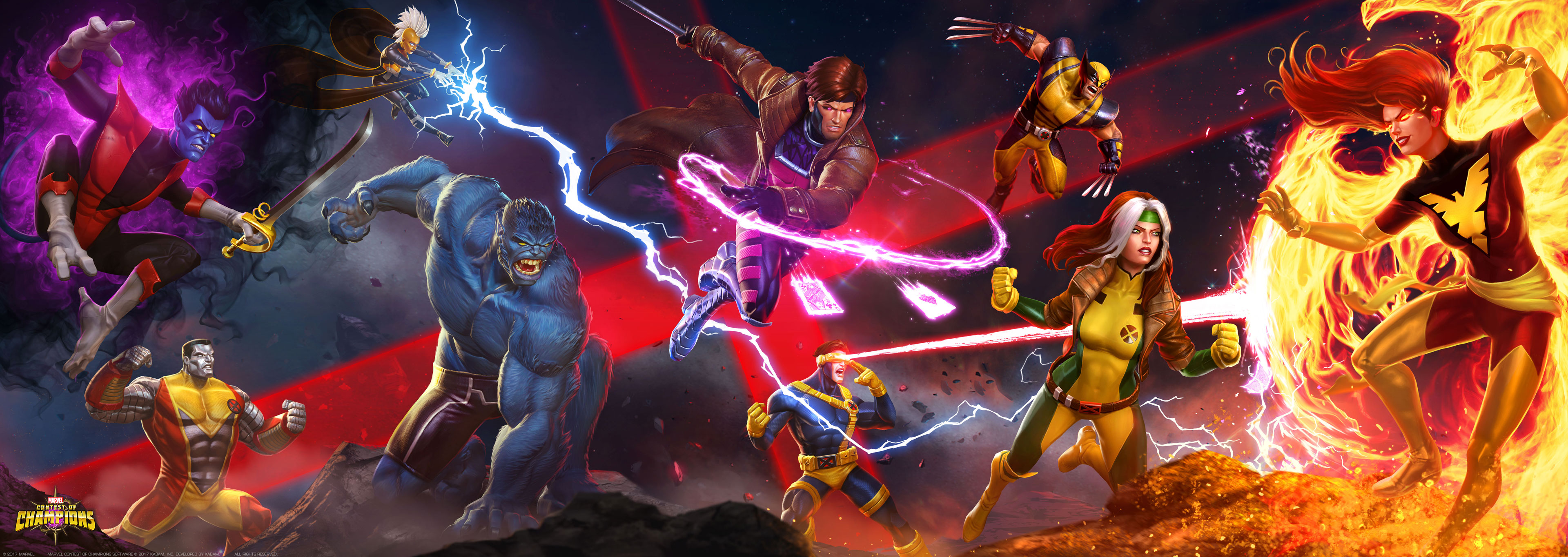 video game, marvel contest of champions, beast (marvel comics), colossus, cyclops (marvel comics), dark phoenix, gambit (marvel comics), jean grey, nightcrawler (marvel comics), storm (marvel comics), wolverine, x men