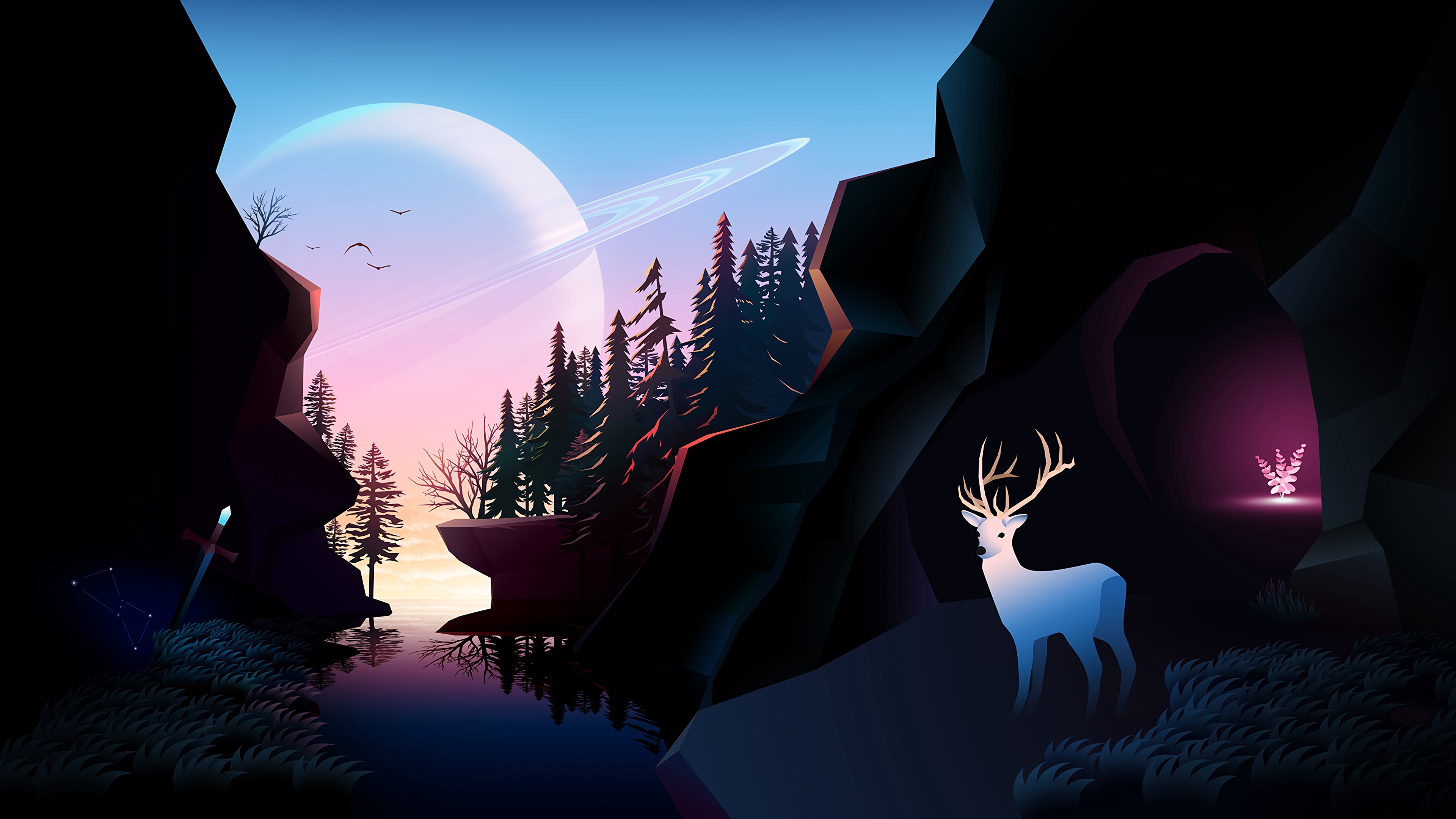 Free download wallpaper Fantasy, Planet, Deer, Fantasy Animals on your PC desktop