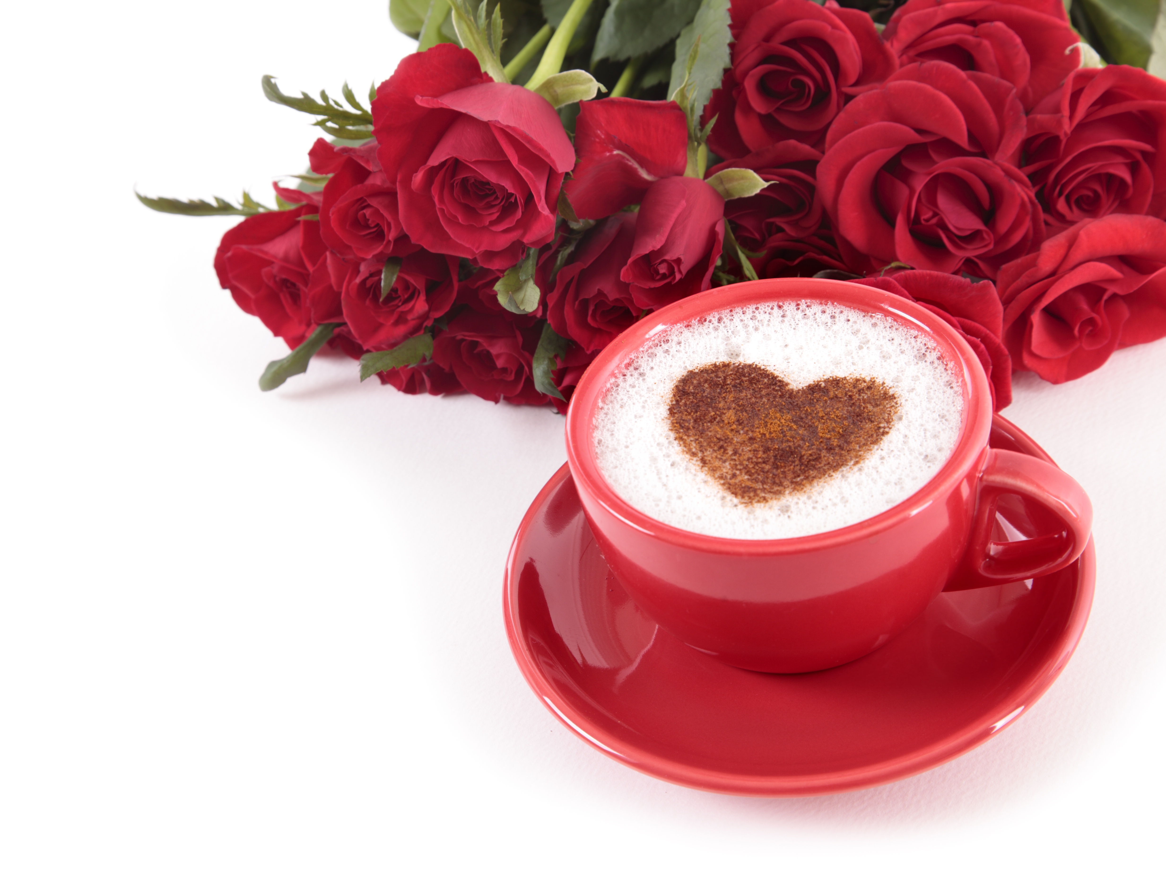 Téléchargez des papiers peints mobile Nourriture, Rose, Amour, Café, Fleur Rouge, Tasse, En Forme De Coeur gratuitement.