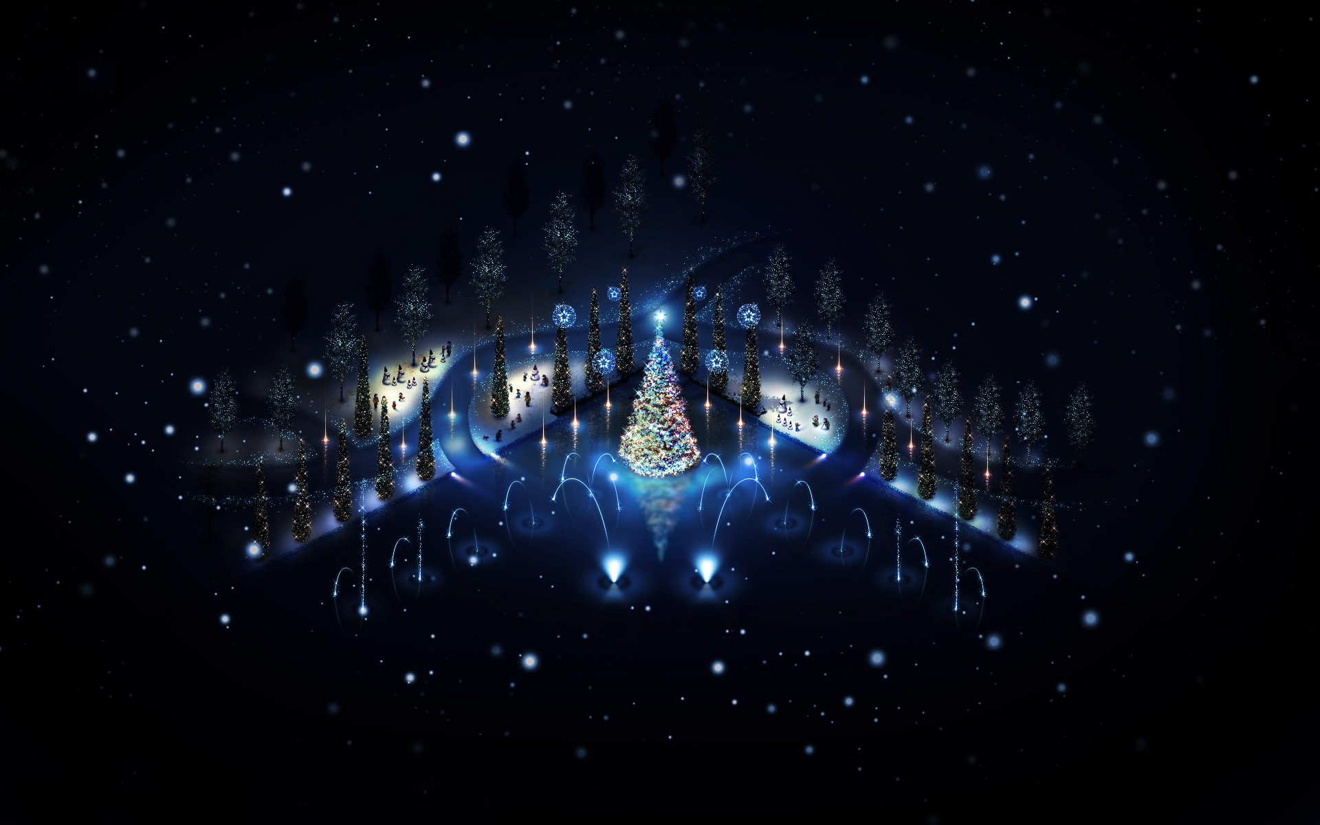 PCデスクトップにクリスマス, 光, 青い, クリスマスツリー, 夜, ホリデー画像を無料でダウンロード
