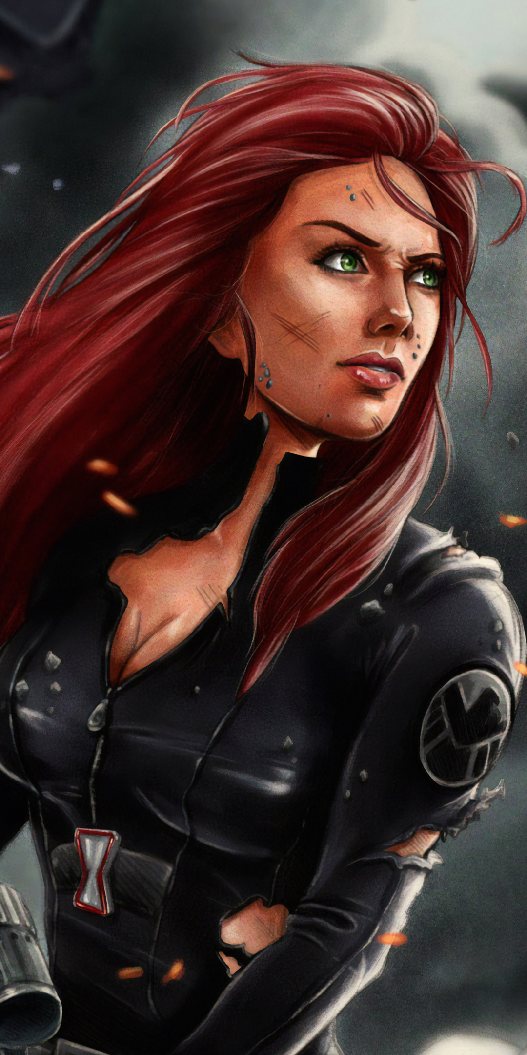 Download mobile wallpaper Green Eyes, Comics, Red Hair, Woman Warrior, Black Widow for free.