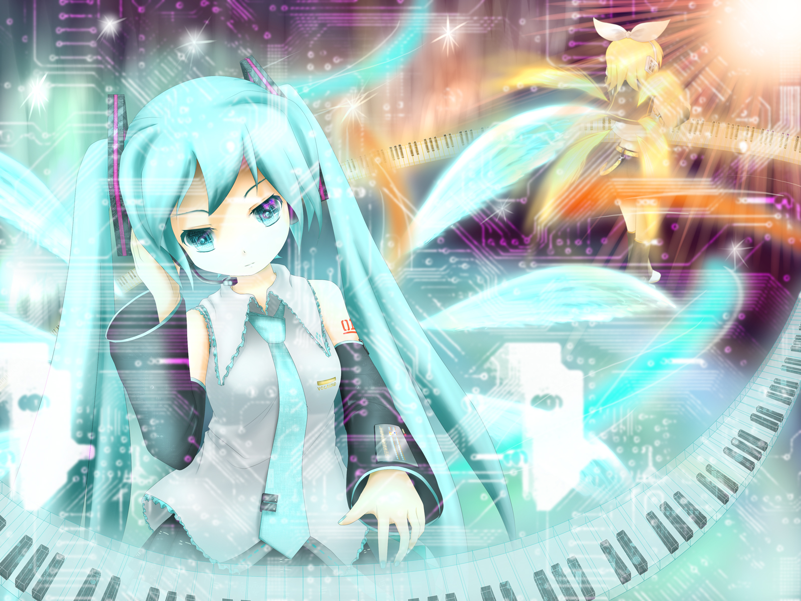 Laden Sie das Klavier, Vocaloid, Hatsune Miku, Animes, Rin Kagamine-Bild kostenlos auf Ihren PC-Desktop herunter