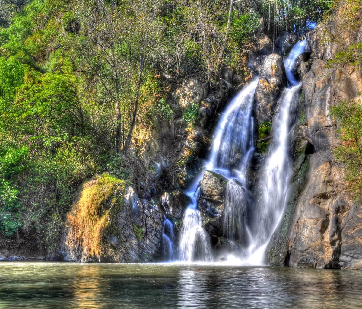 Download mobile wallpaper Landscape, Waterfalls, Waterfall, Forest, Earth, Hdr, Scenic for free.