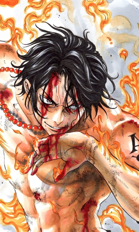 Baixar papel de parede para celular de Anime, Sangue, Tatuagem, Cabelo Preto, Portgas D Ace, One Piece gratuito.