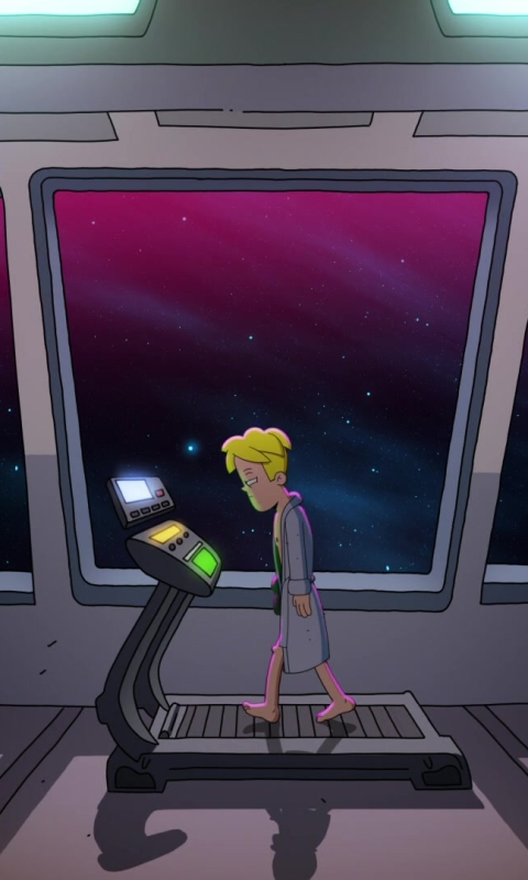 Download mobile wallpaper Window, Blonde, Treadmill, Feet, Tv Show, Gary Goodspeed, Final Space for free.