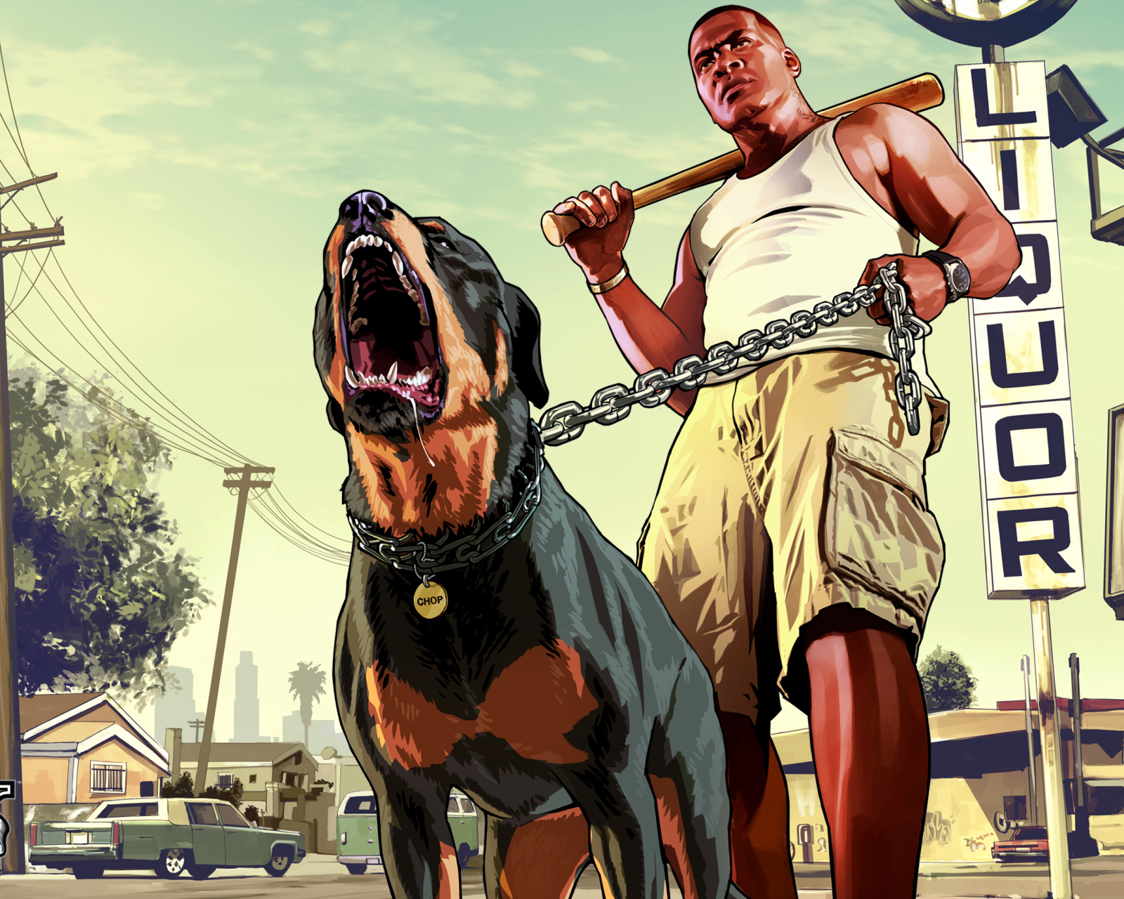 Download mobile wallpaper Video Game, Grand Theft Auto, Grand Theft Auto V, Franklin Clinton, Chop (Grand Theft Auto) for free.