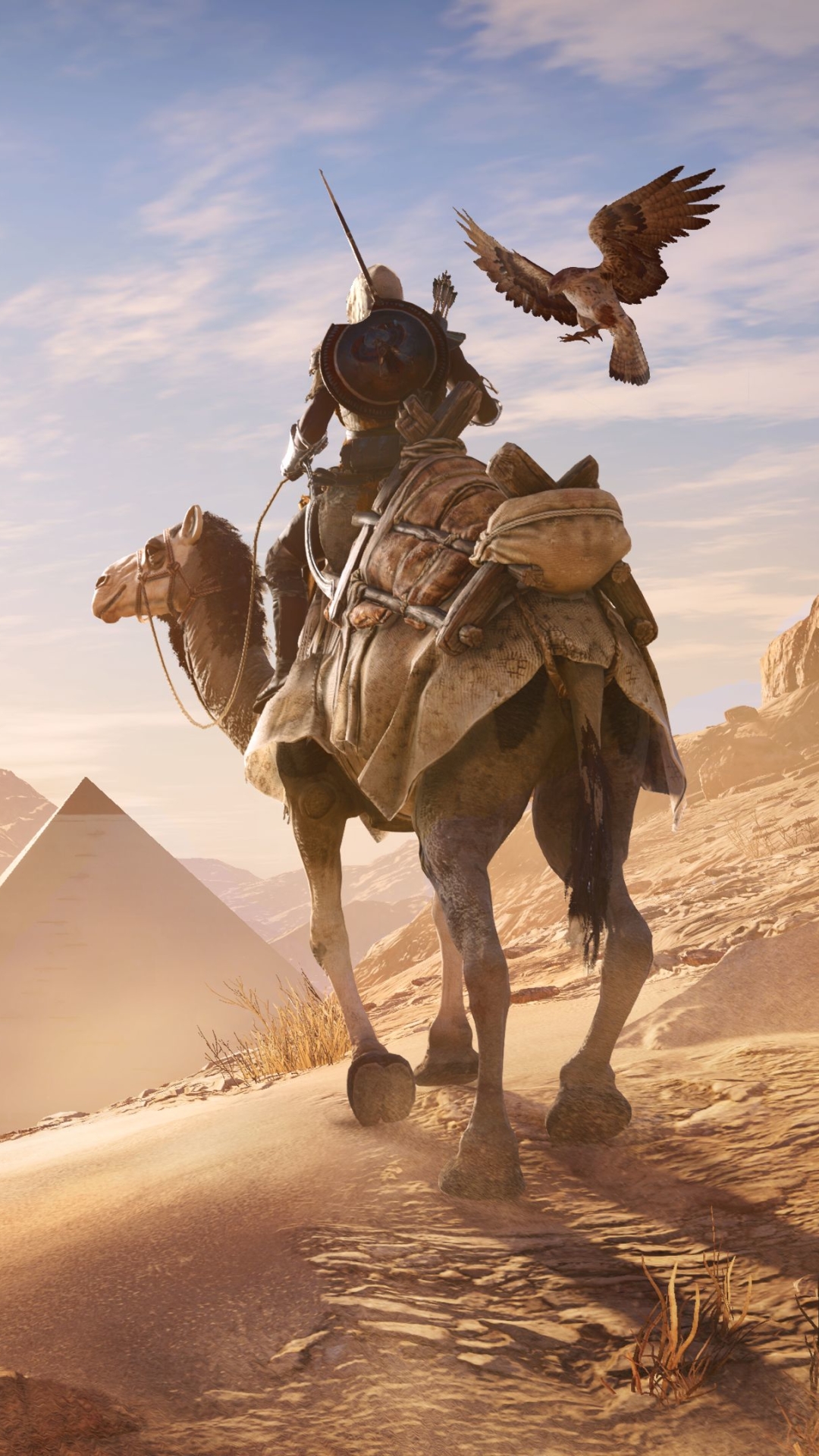 Download mobile wallpaper Assassin's Creed, Eagle, Camel, Video Game, Assassin's Creed Origins, Senu (Assassin's Creed), Bayek Of Siwa for free.