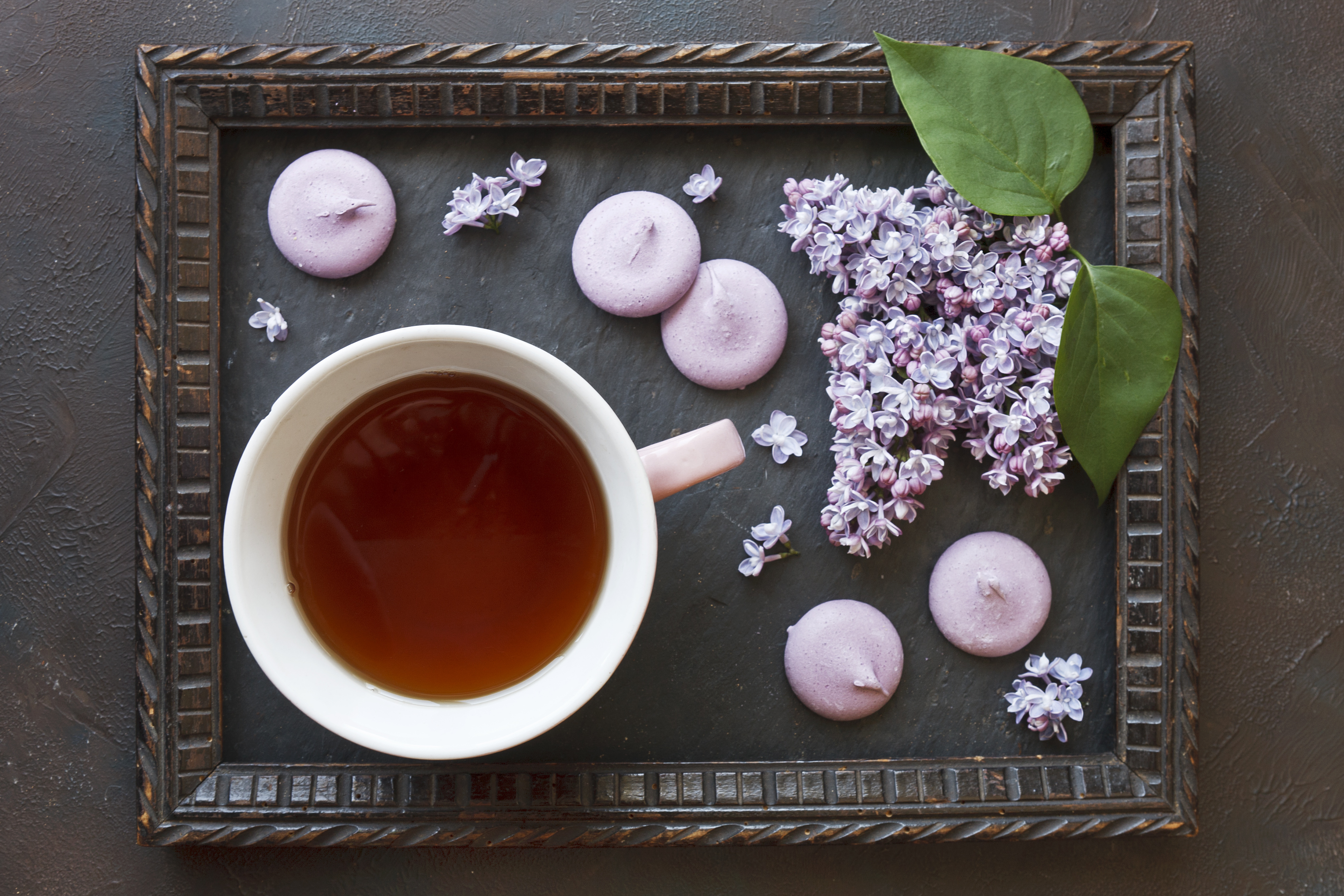 Free download wallpaper Food, Lilac, Still Life, Cup, Tea on your PC desktop