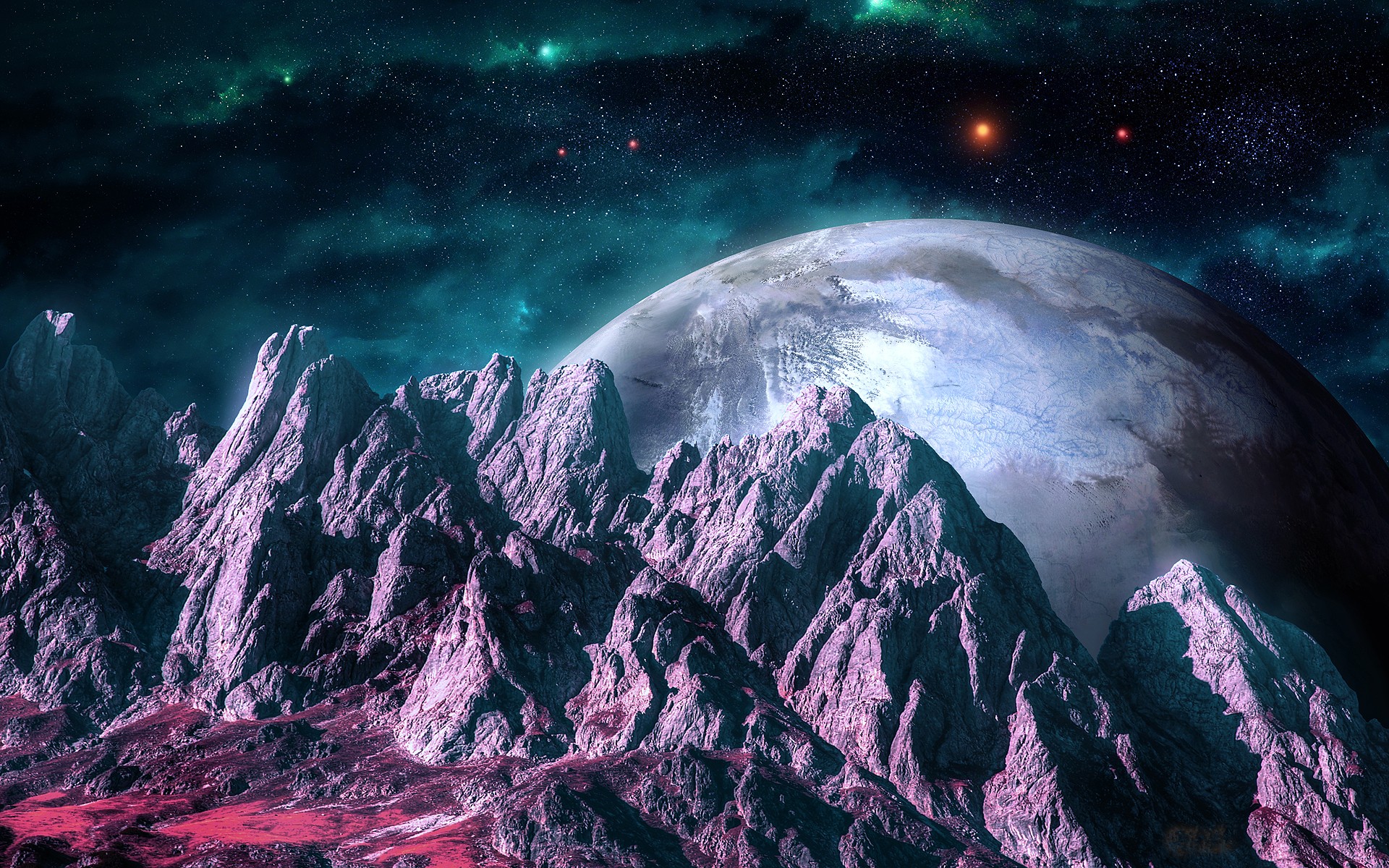 Скачать обои бесплатно Научная Фантастика, Восход Планеты картинка на рабочий стол ПК