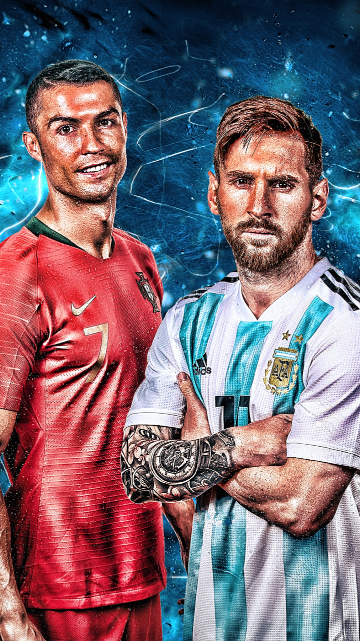 Handy-Wallpaper Sport, Fußball, Cristiano Ronaldo, Lionel Messi kostenlos herunterladen.