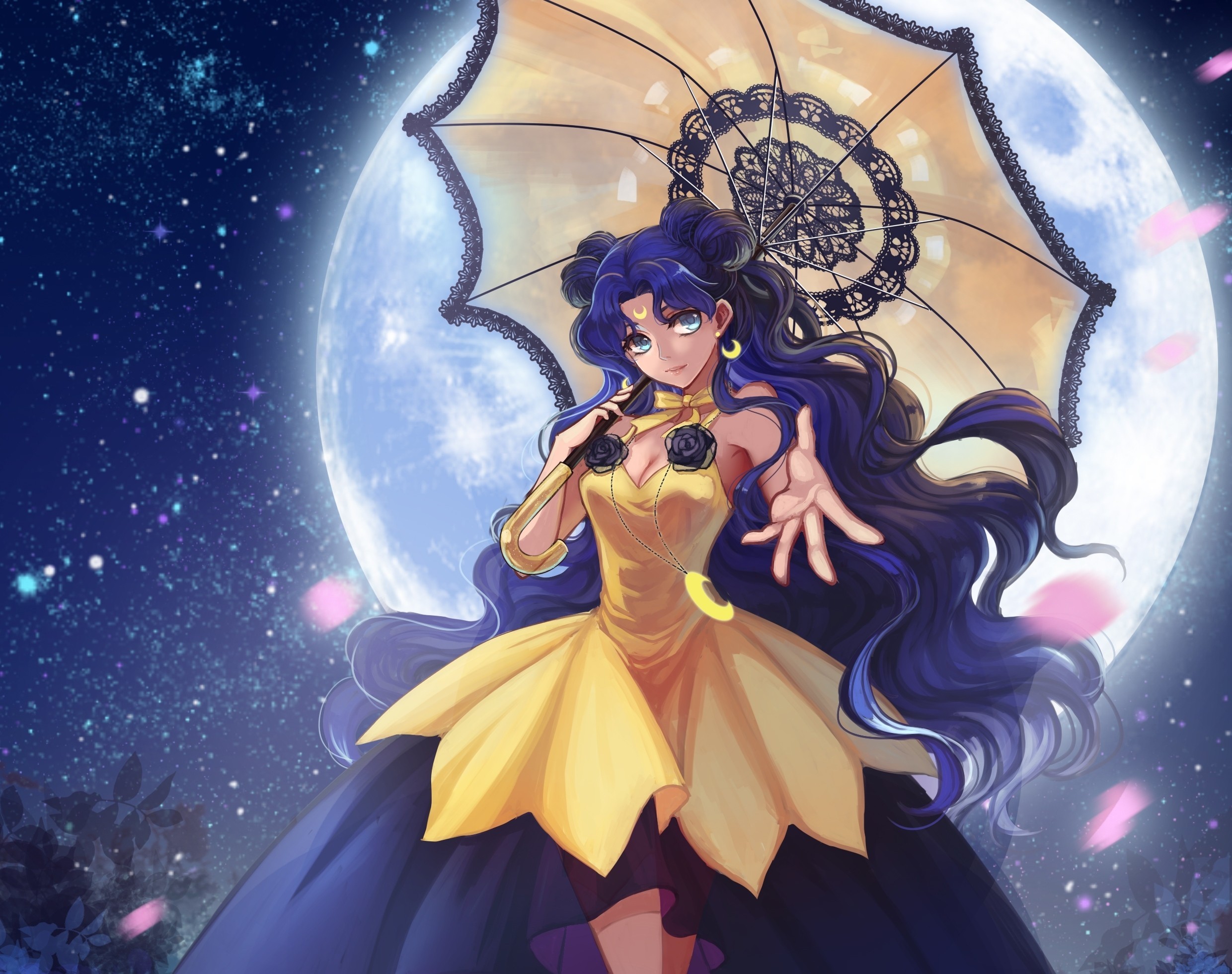 346718 Hintergrundbild herunterladen animes, sailor moon das mädchen mit den zauberkräften, kleid, mond, regenschirm - Bildschirmschoner und Bilder kostenlos