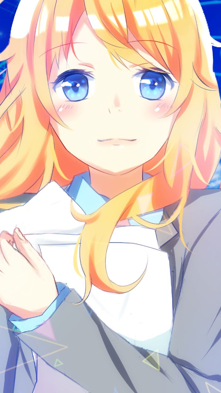 Handy-Wallpaper Blond, Blaue Augen, Blondinen, Erröten, Animes, Lange Haare, Kaori Miyazono, Ihre Lüge Im April kostenlos herunterladen.