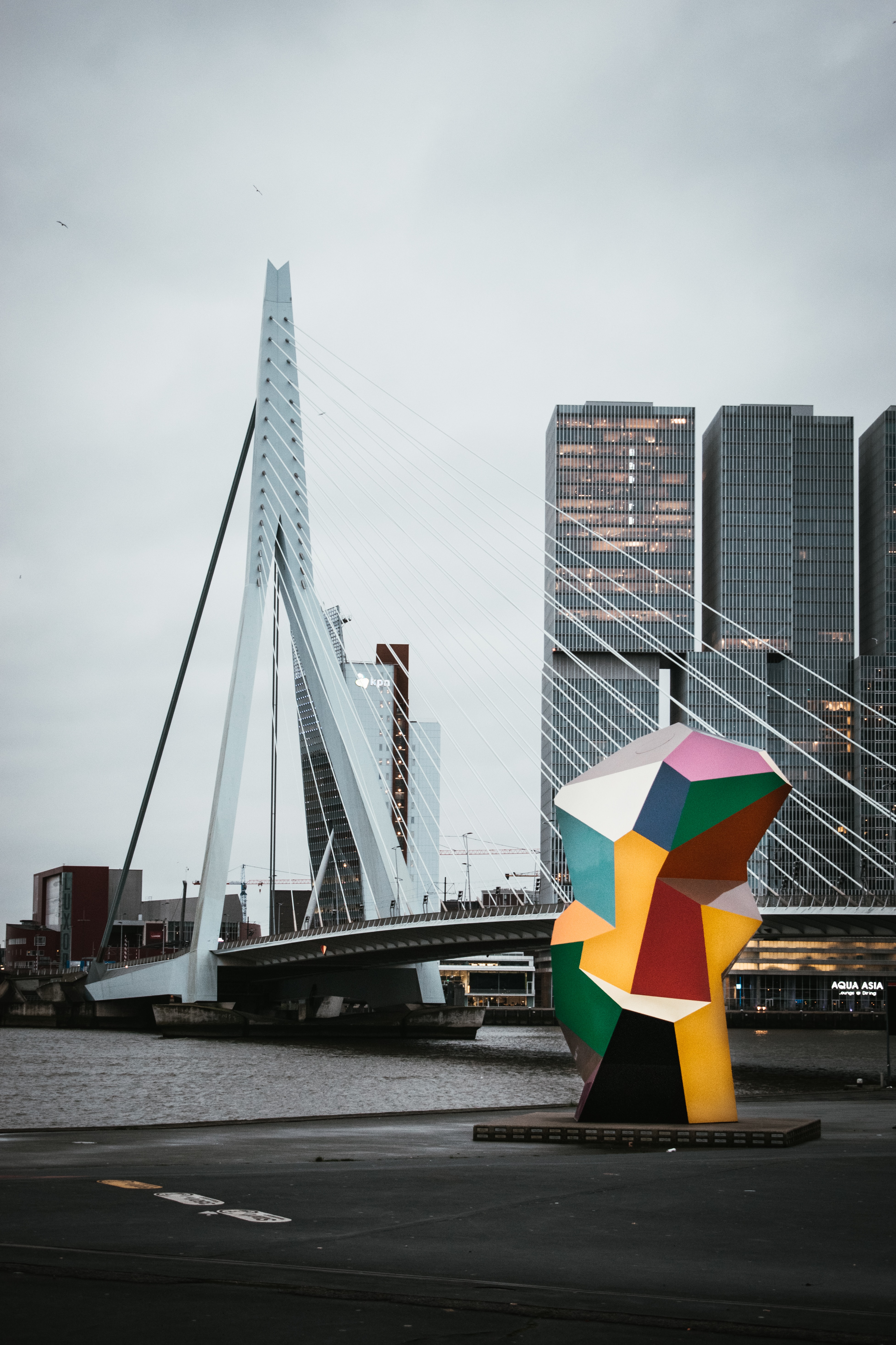 120893 скачать картинку города, вода, архитектура, город, здания, мост, роттердам - обои и заставки бесплатно