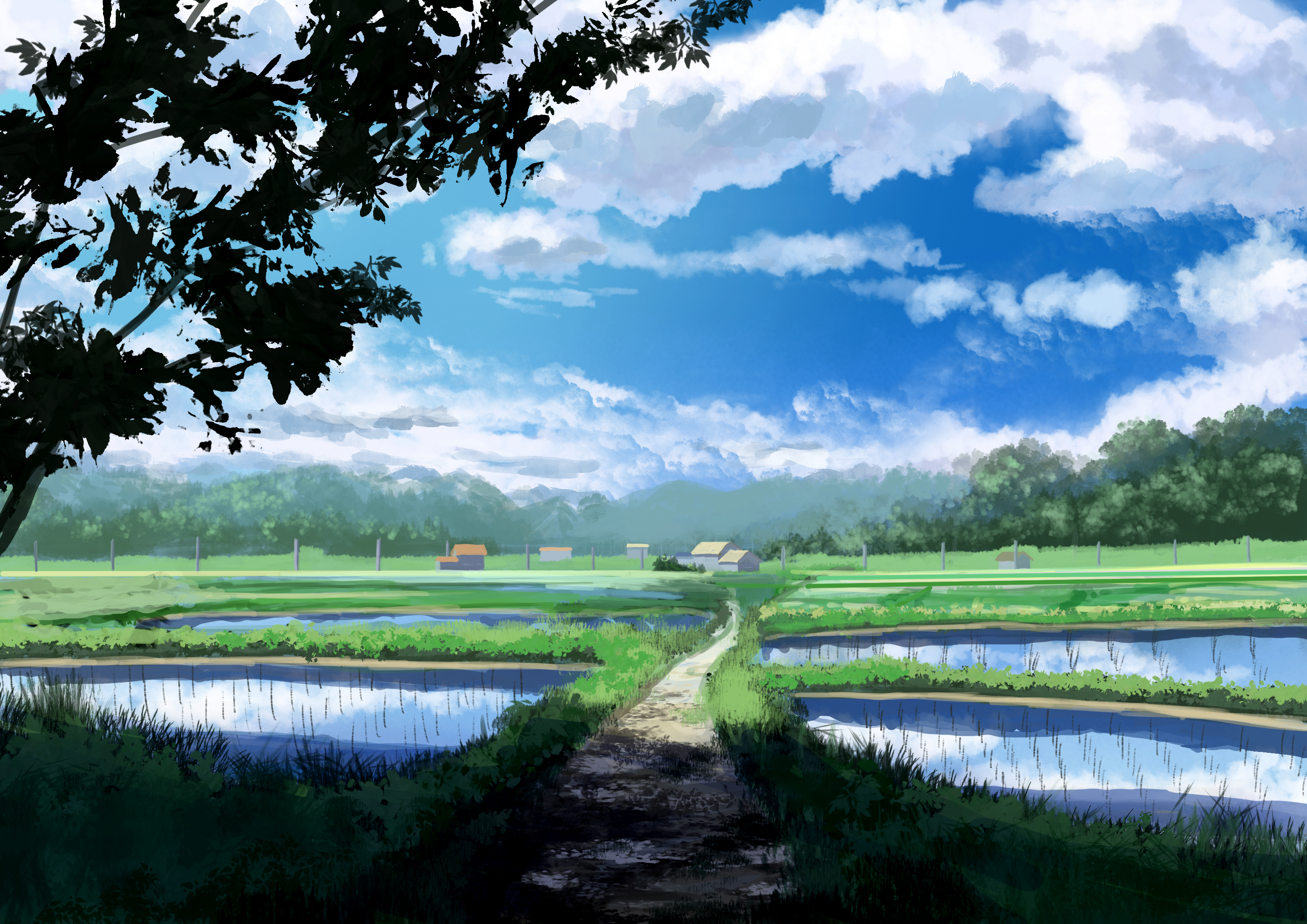 Download mobile wallpaper Anime, Path, Countryside, Original for free.