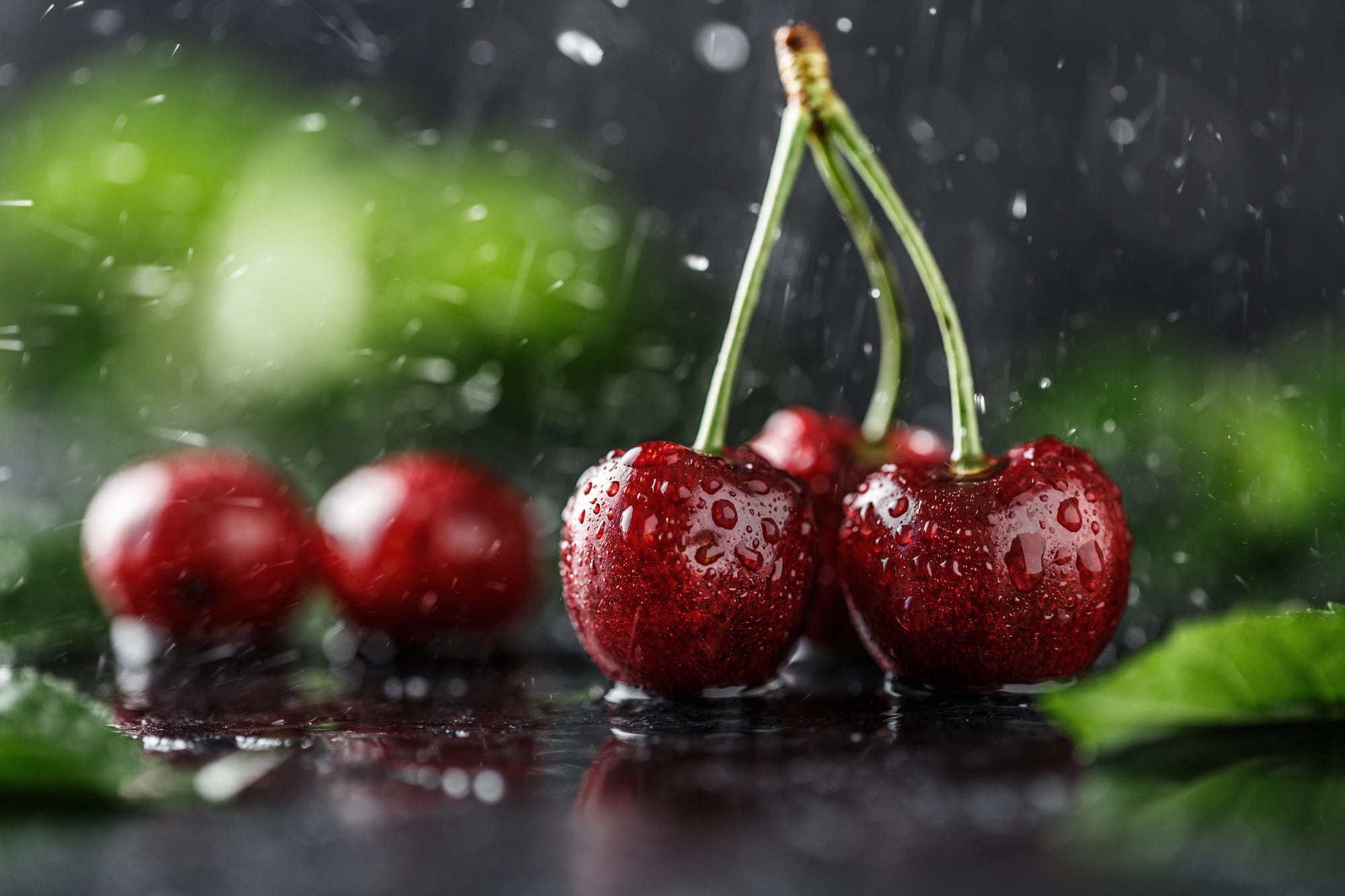 Download mobile wallpaper Fruits, Food, Cherry, Fruit, Water Drop for free.