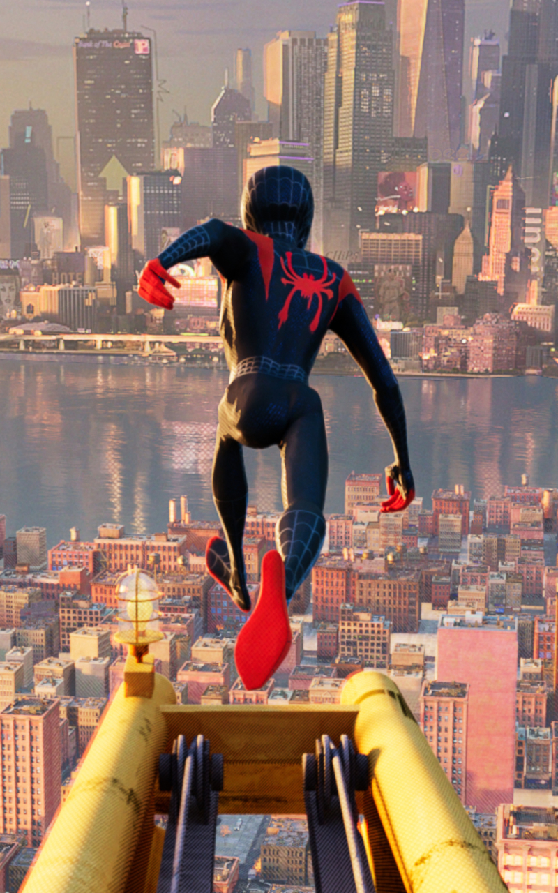 Скачати мобільні шпалери Людина Павук, Нью Йорк, Фільм, Супергерой, Майлз Моралес, Spider Man: Into The Spider Verse безкоштовно.